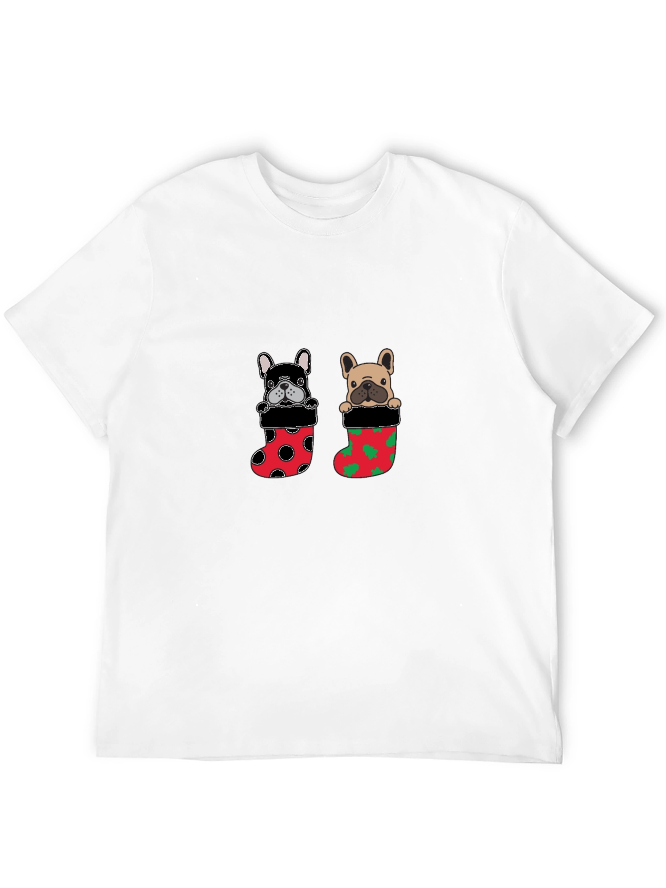 Festive Bulldog in Stocking Christmas T-Shirt