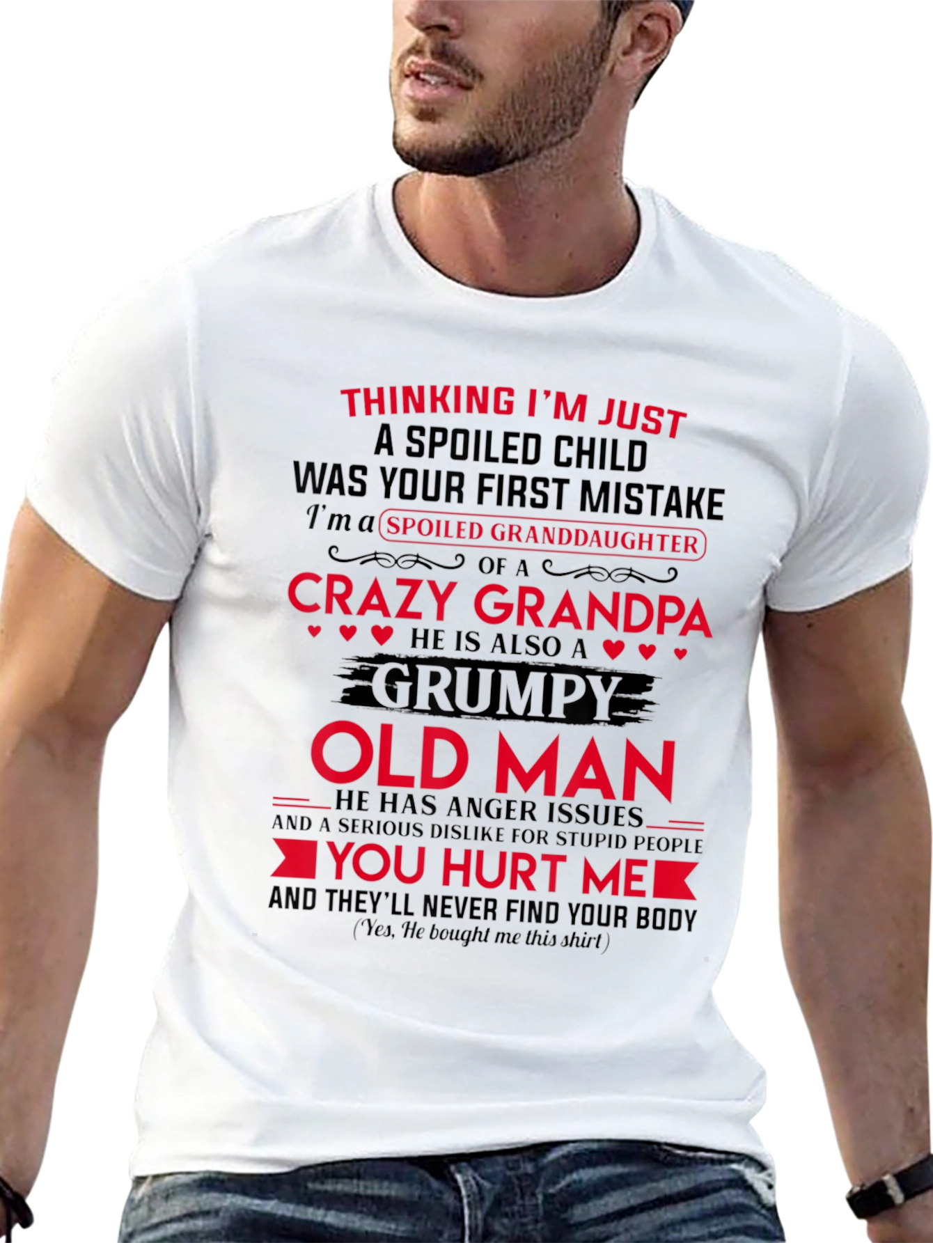 Spoiled Granddaughter Crazy Grandpa Black T-Shirt