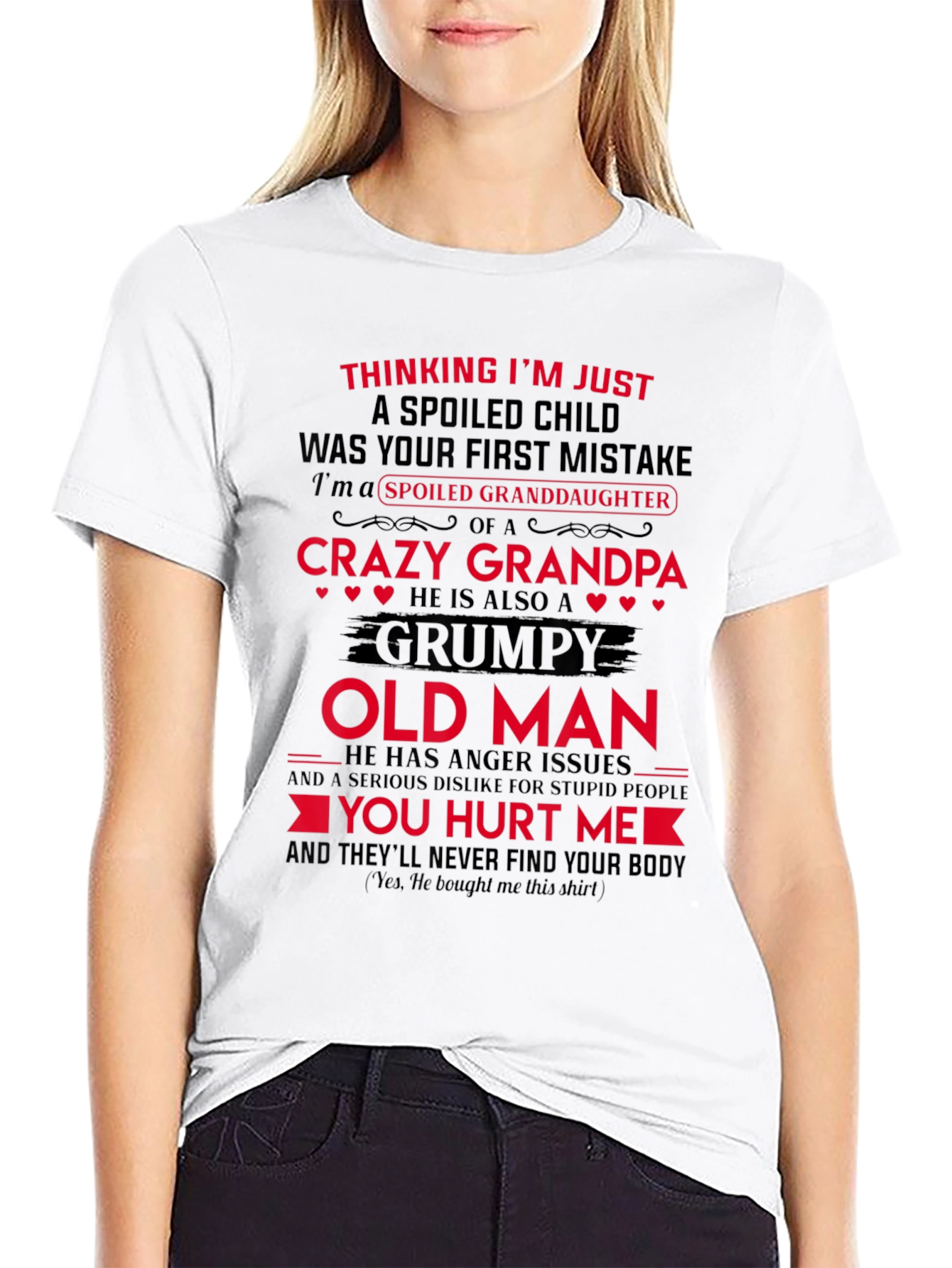 Spoiled Granddaughter Crazy Grandpa Black T-Shirt