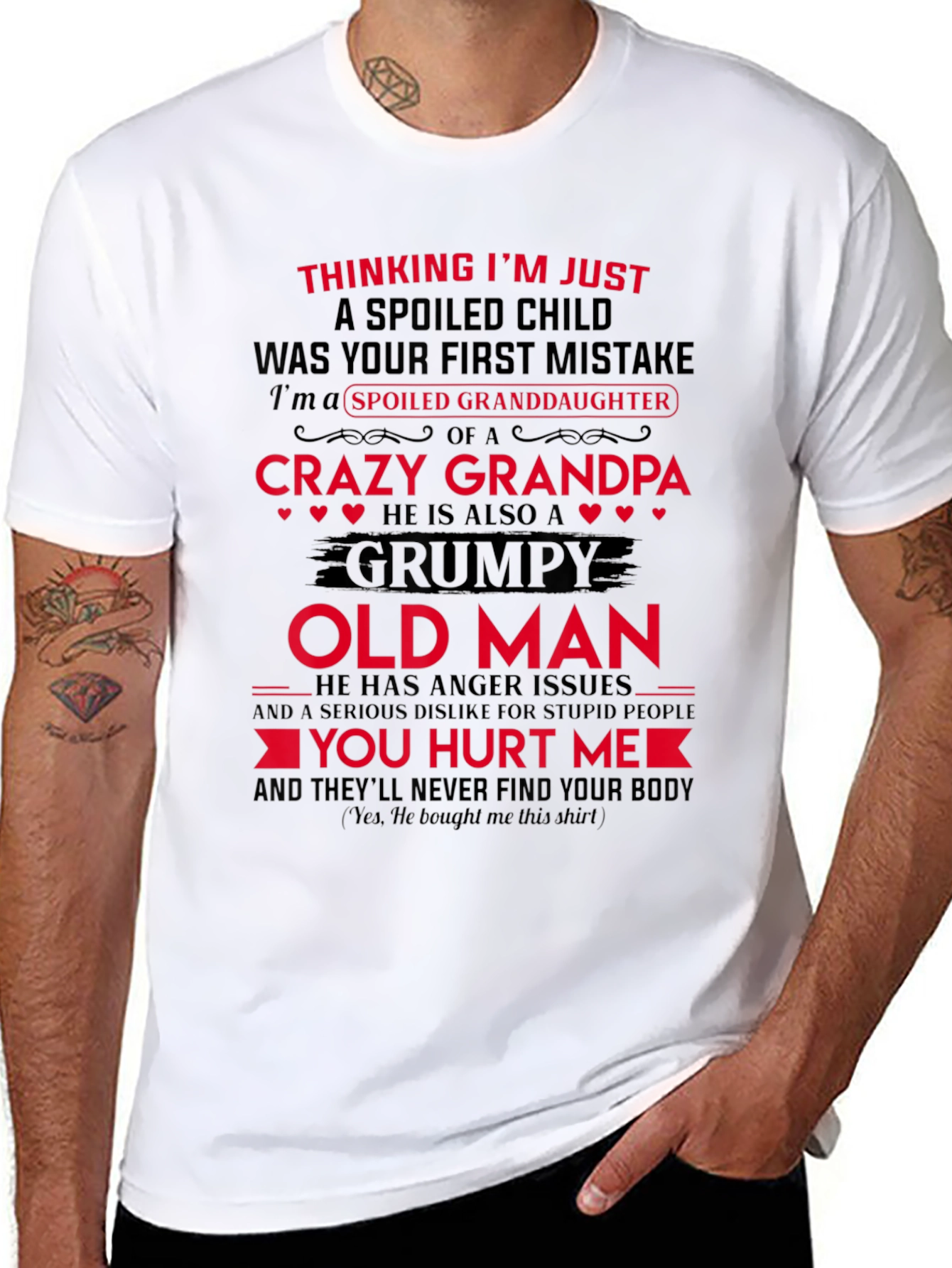 Spoiled Granddaughter Crazy Grandpa Black T-Shirt