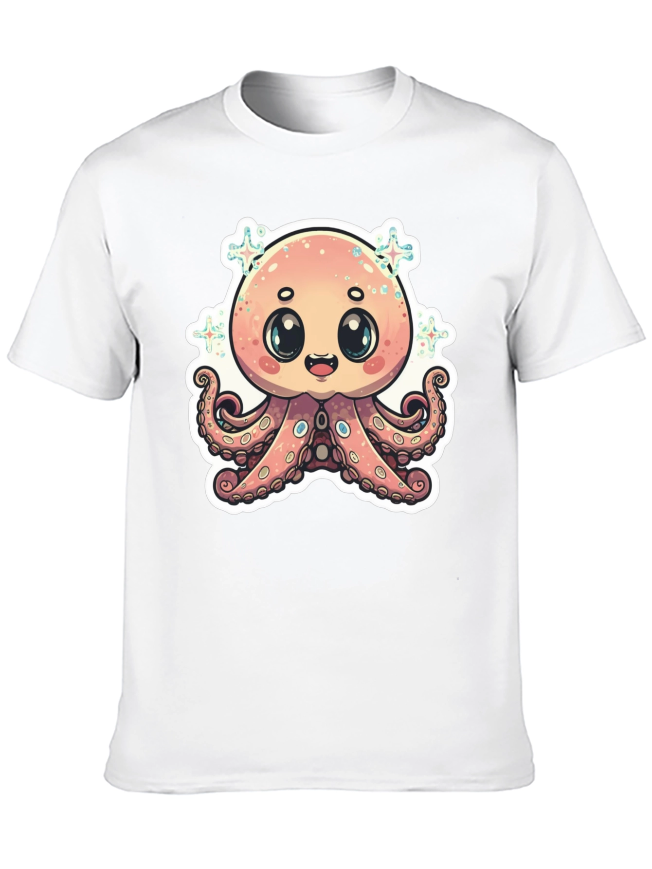 Cute Octopus Graphic T-Shirt - Black Cotton Blend