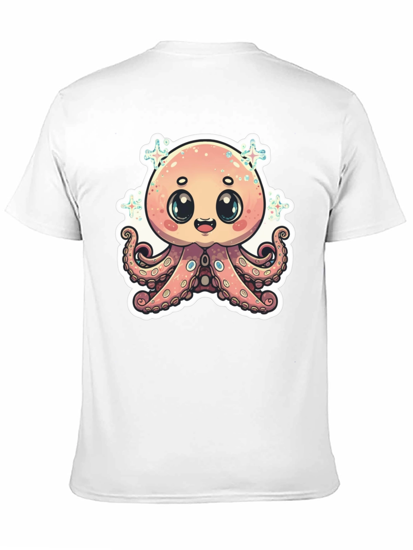 Cute Octopus Graphic T-Shirt - Black Cotton Blend