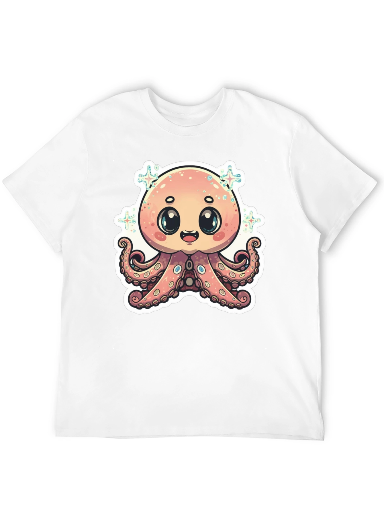 Cute Octopus Graphic T-Shirt - Black Cotton Blend