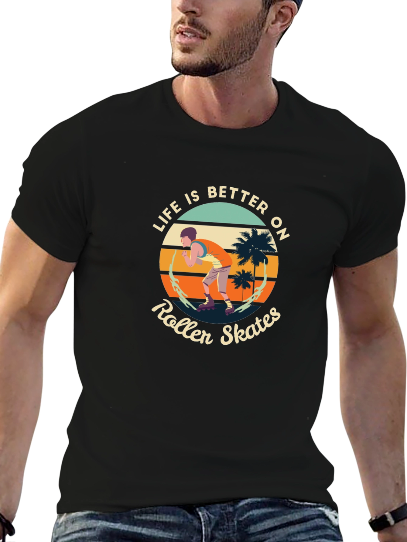 Life is Better on Roller Skates Black Tee
