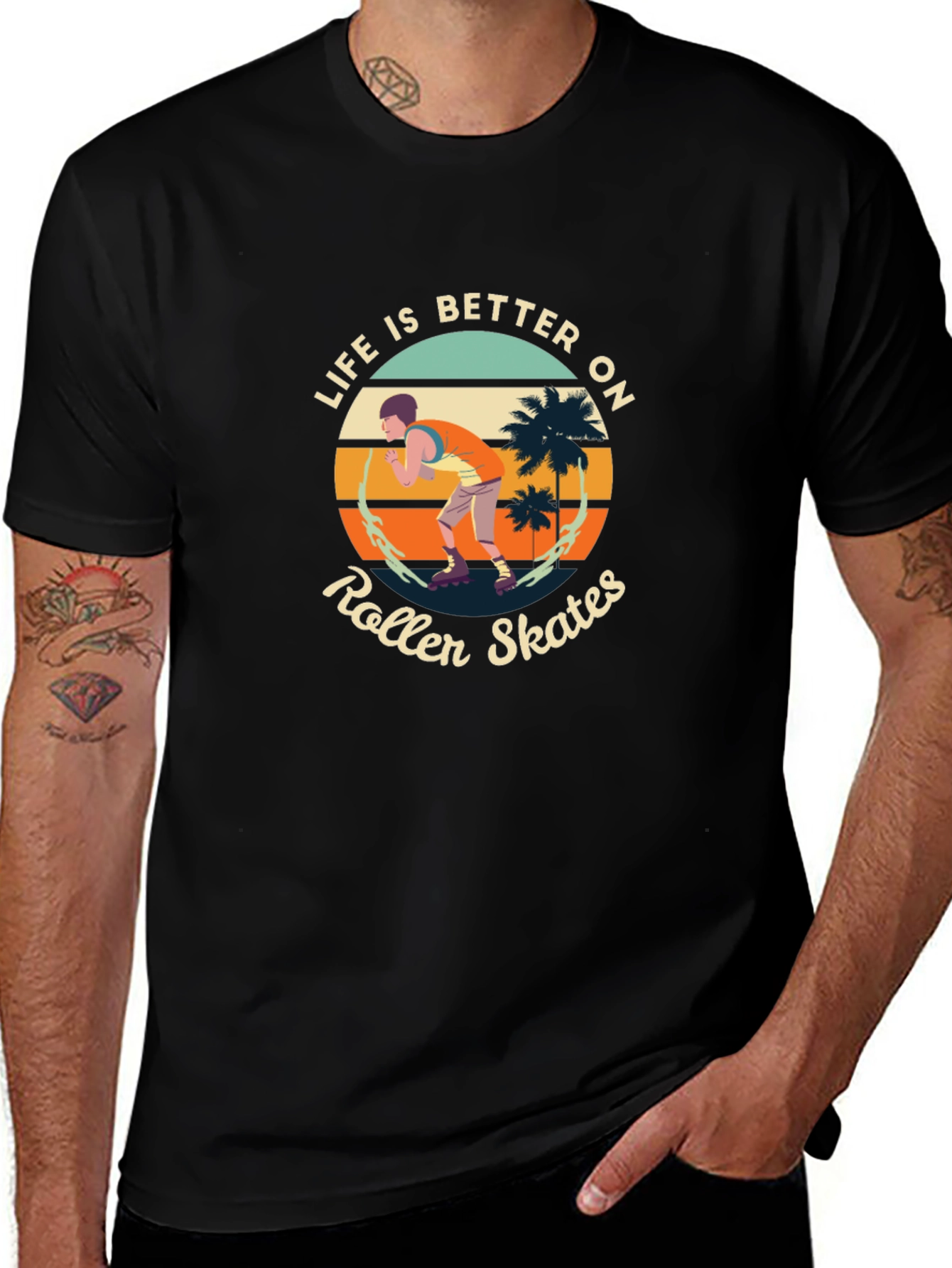 Life is Better on Roller Skates Black Tee