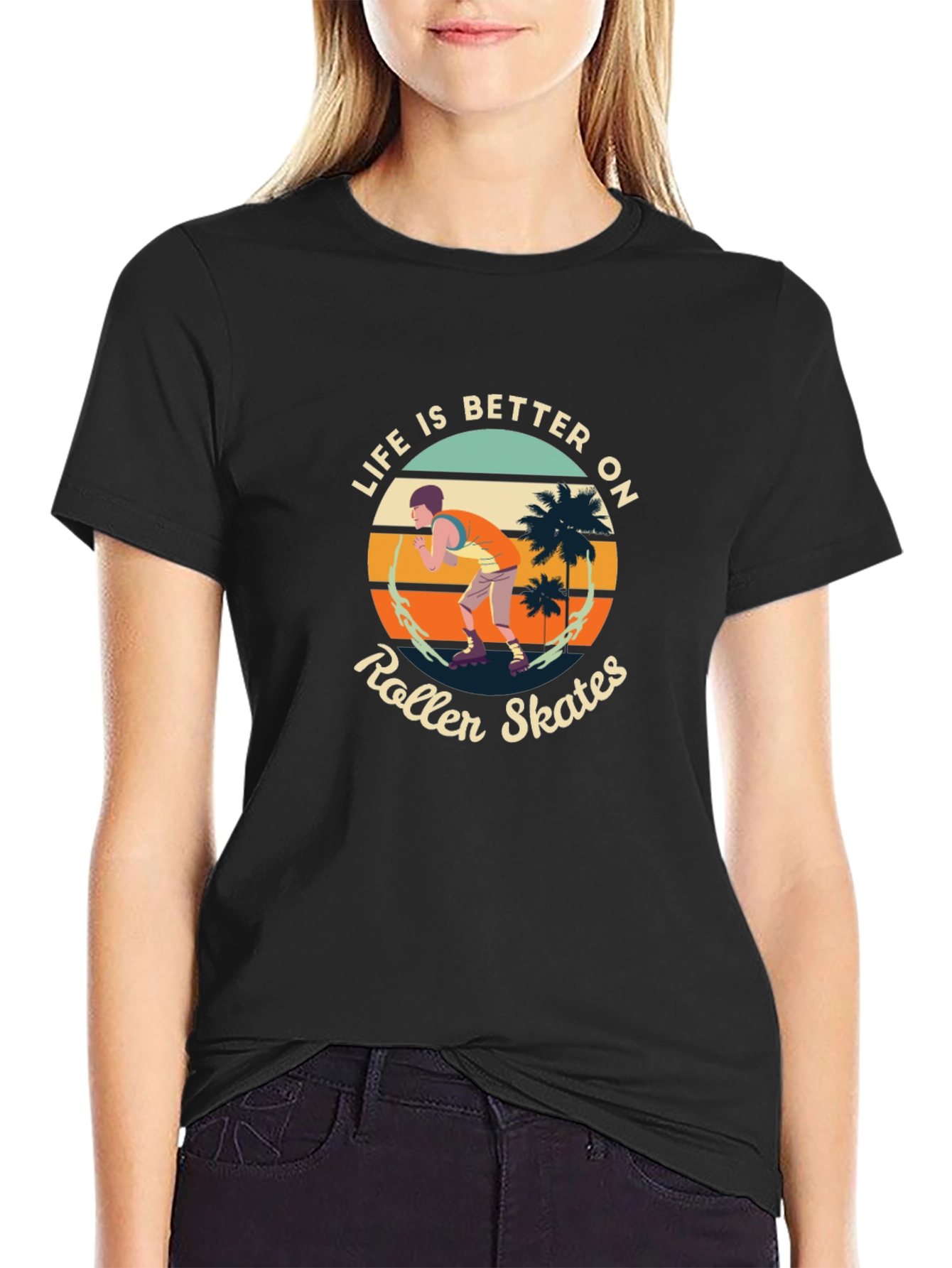 Life is Better on Roller Skates Black Tee