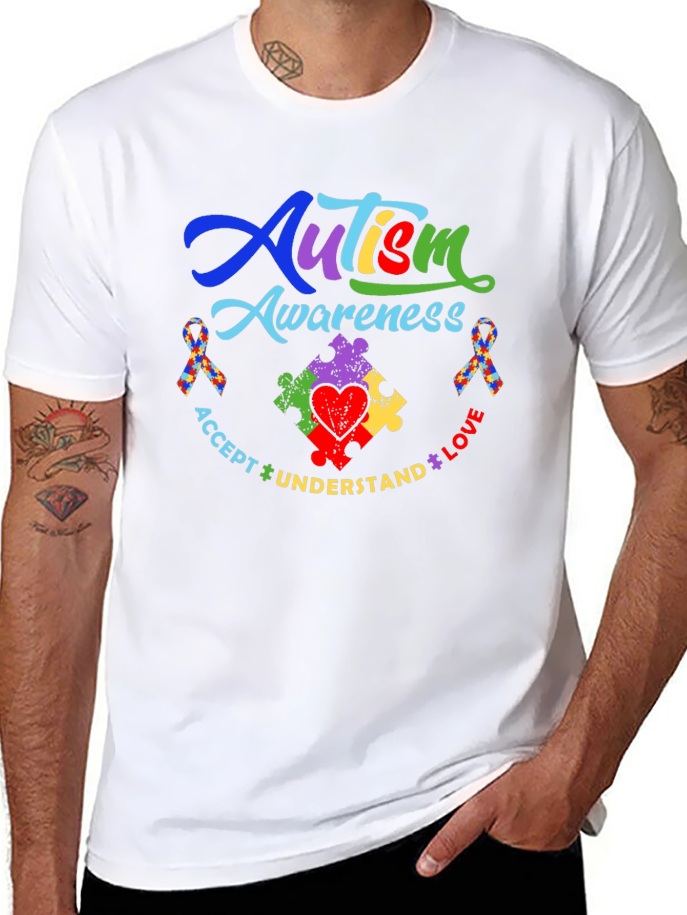 Autism Awareness T-Shirt - Accept Understand Love