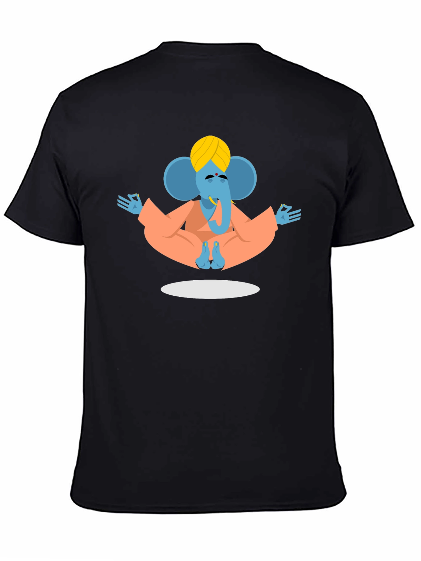 Meditating Ganesha Graphic Tee - Black Cotton Blend