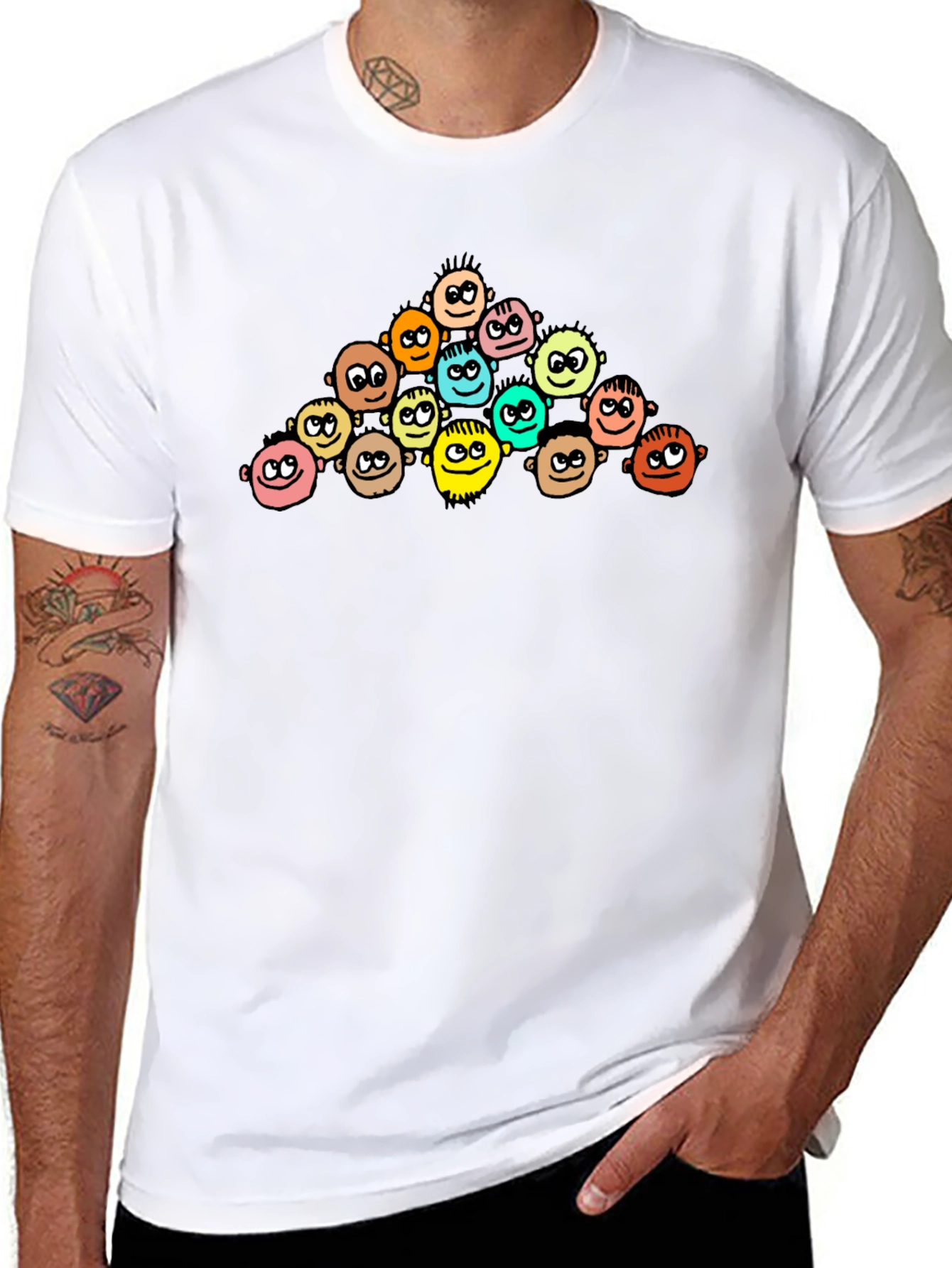 Cartoon Crowd Black T-Shirt