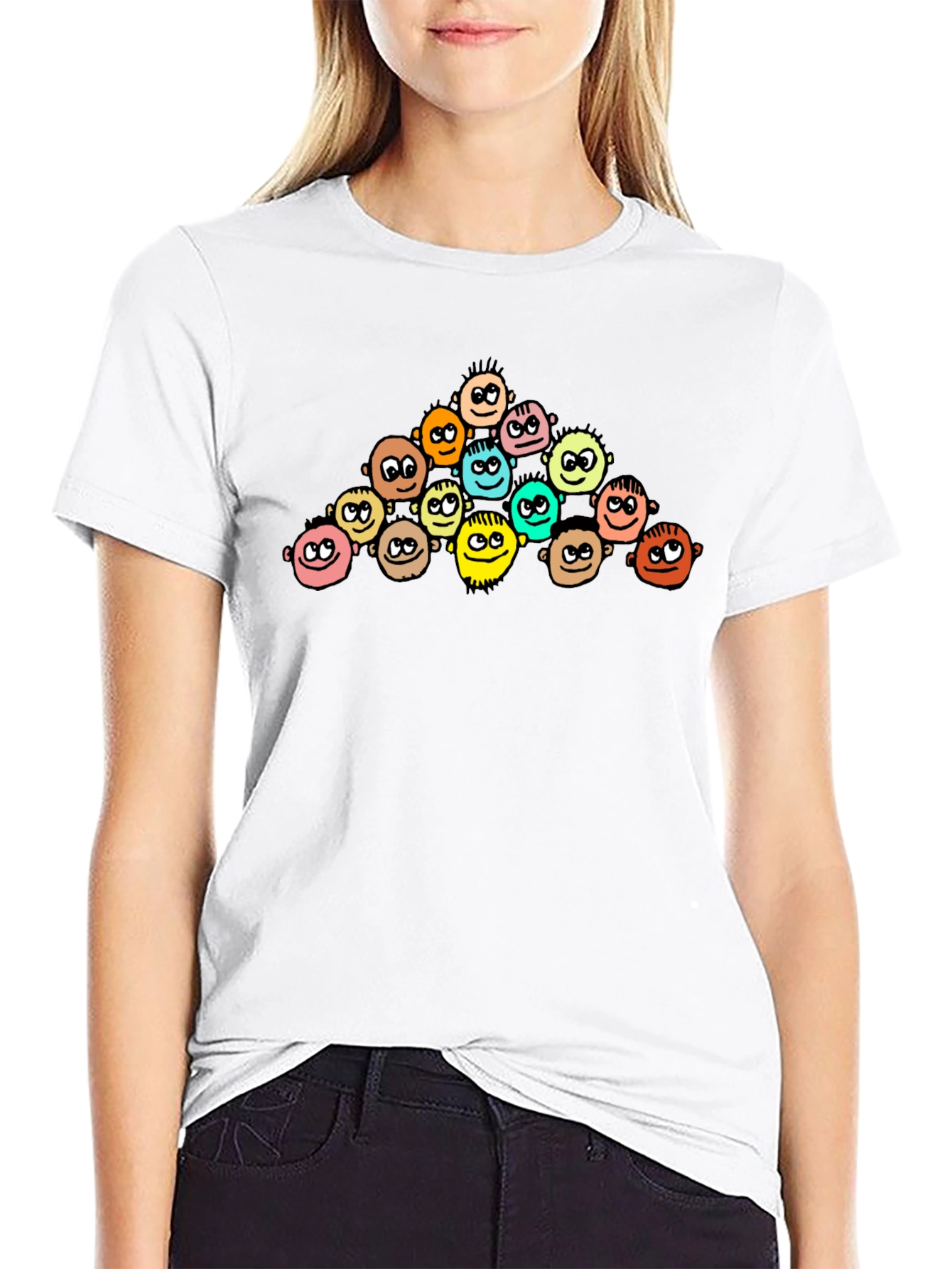 Cartoon Crowd Black T-Shirt