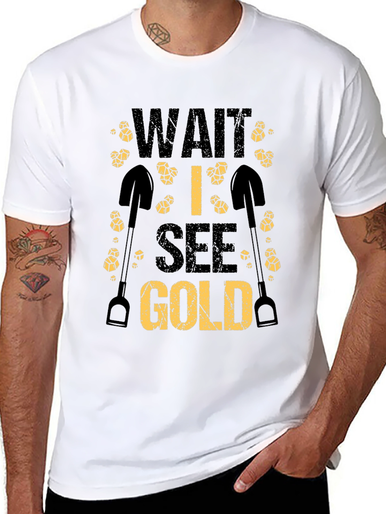 Wait I See Gold Funny Mining T-Shirt