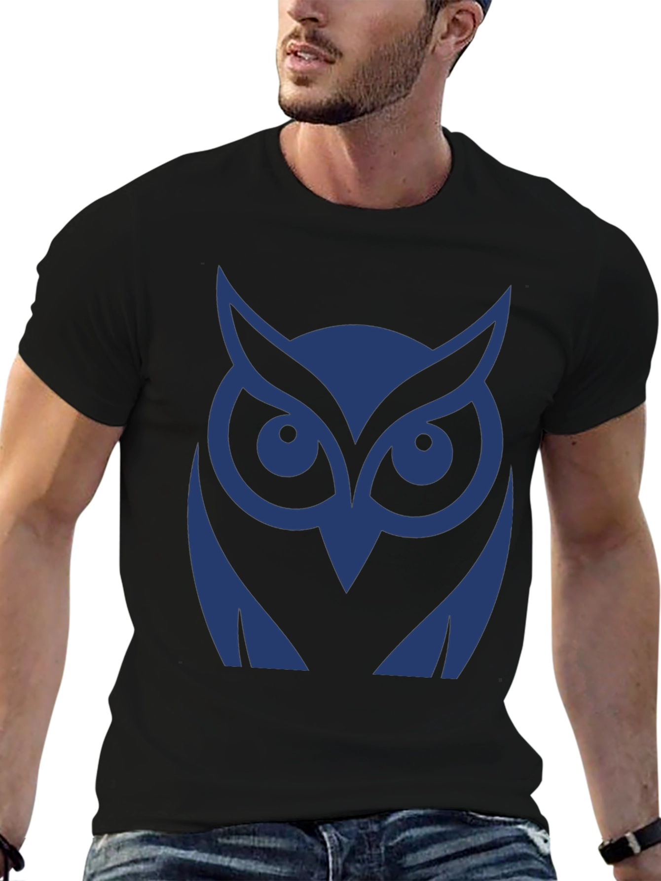 Cool Owl Graphic Tee - Black Cotton T-Shirt