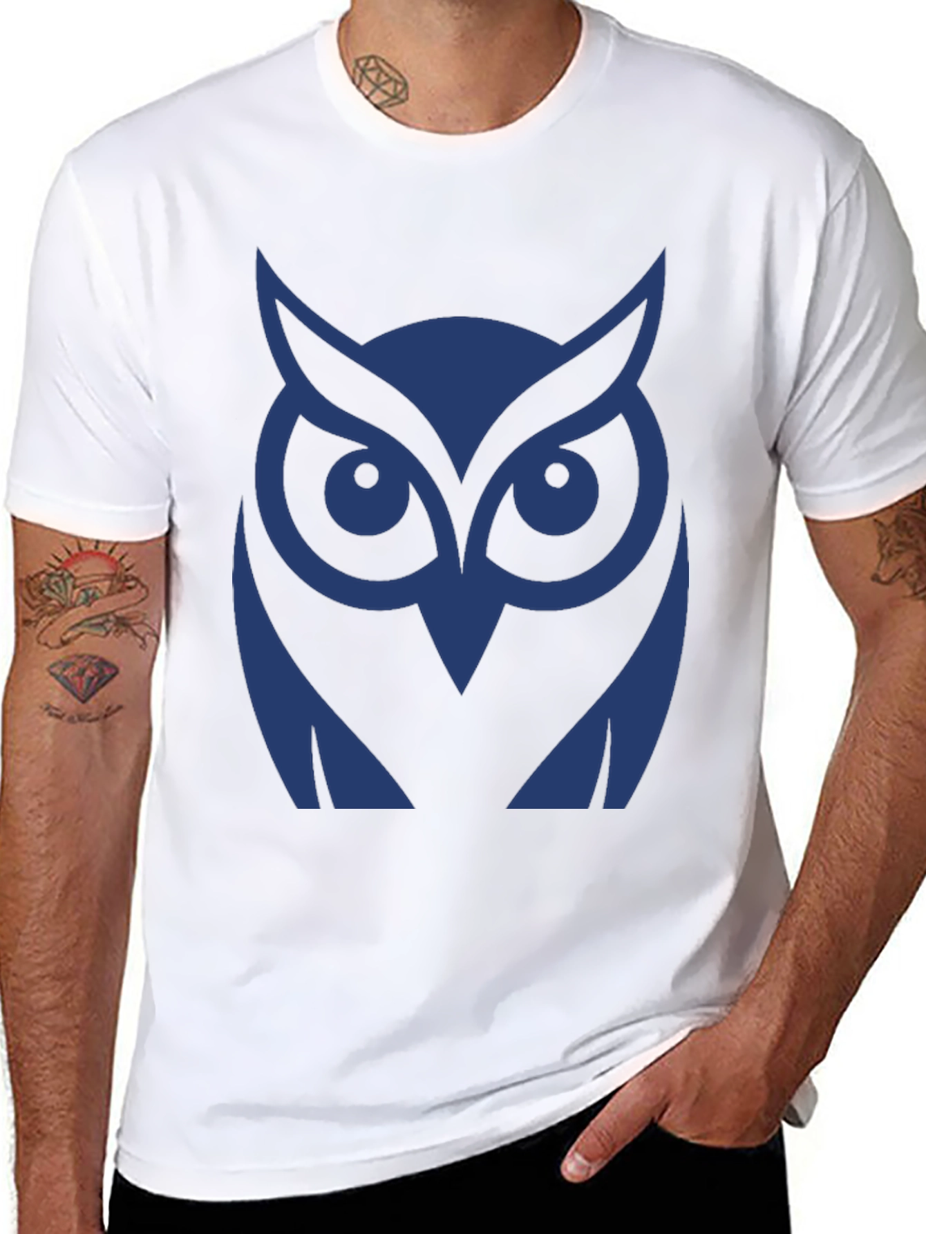 Cool Owl Graphic Tee - Black Cotton T-Shirt
