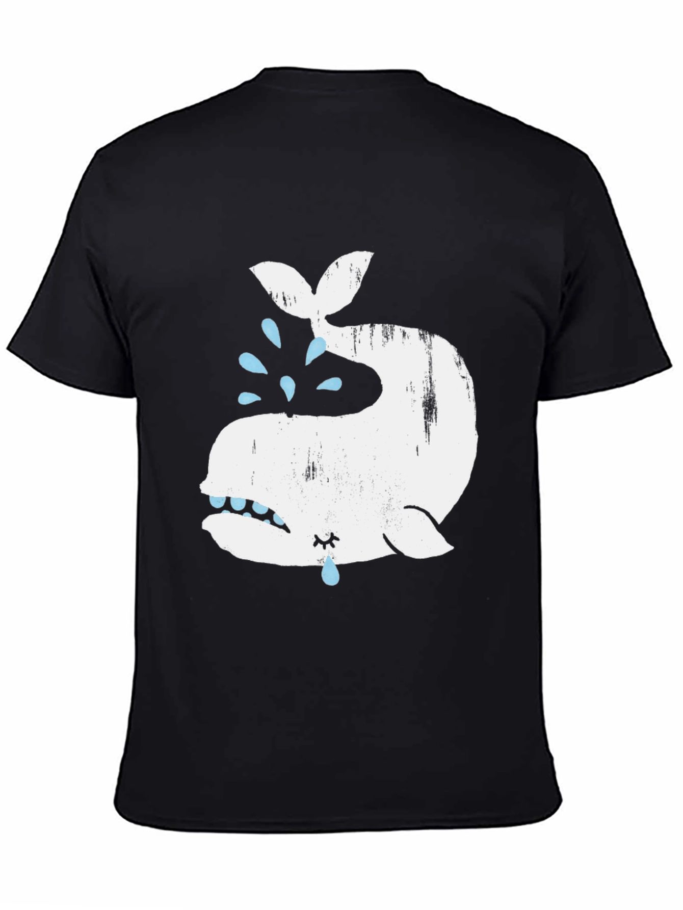 Crying Whale Graphic T-Shirt - Black Cotton Blend