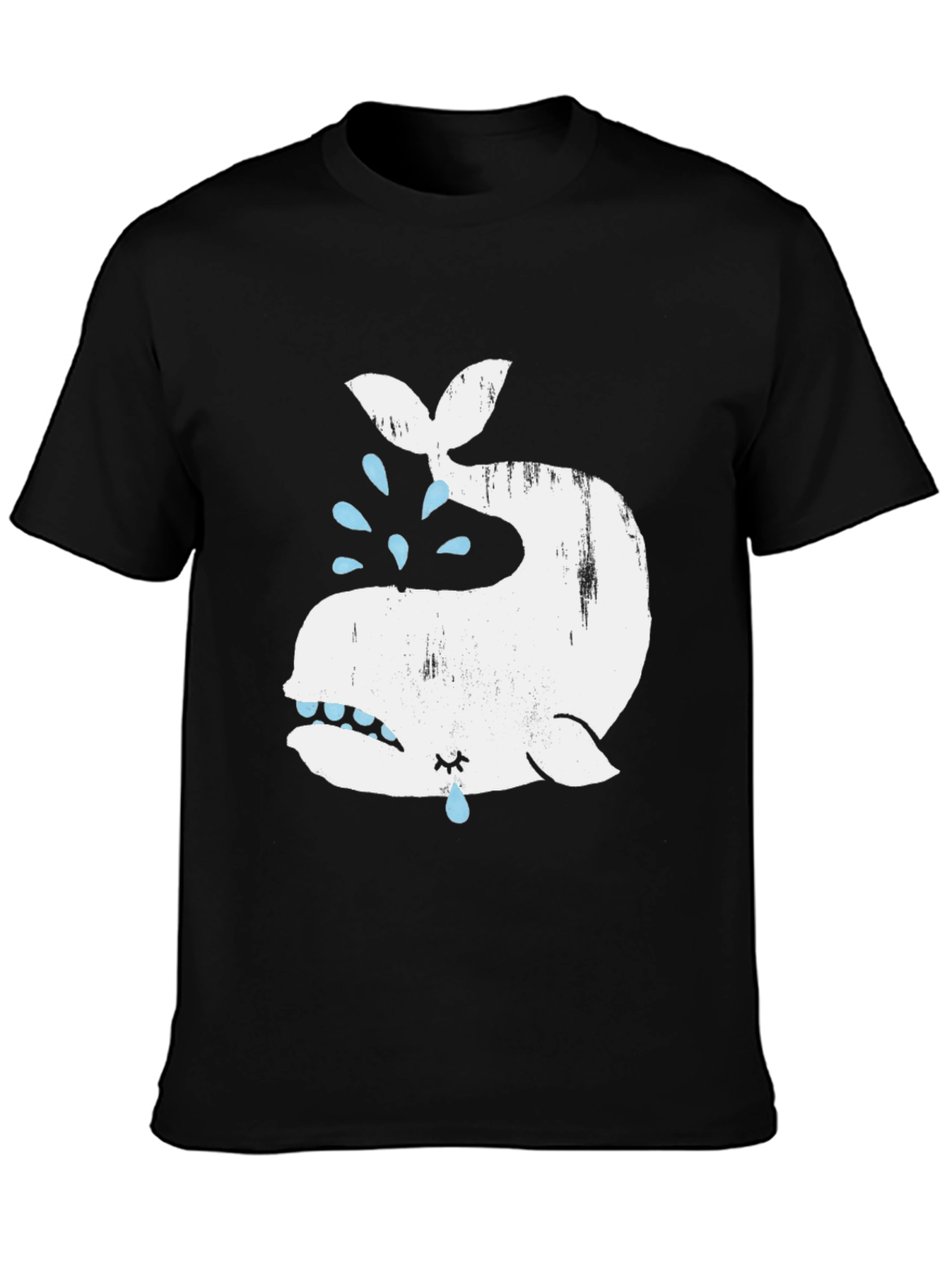 Crying Whale Graphic T-Shirt - Black Cotton Blend