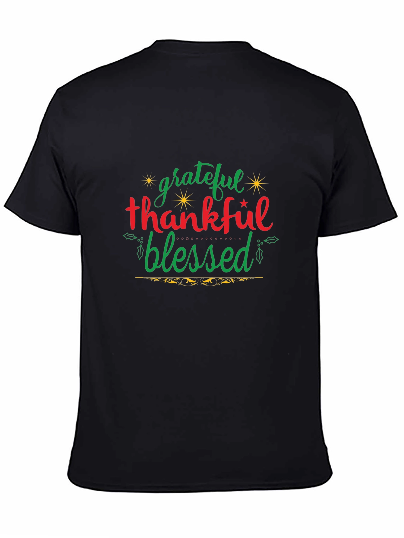 Grateful Thankful Blessed Graphic Tee - Black