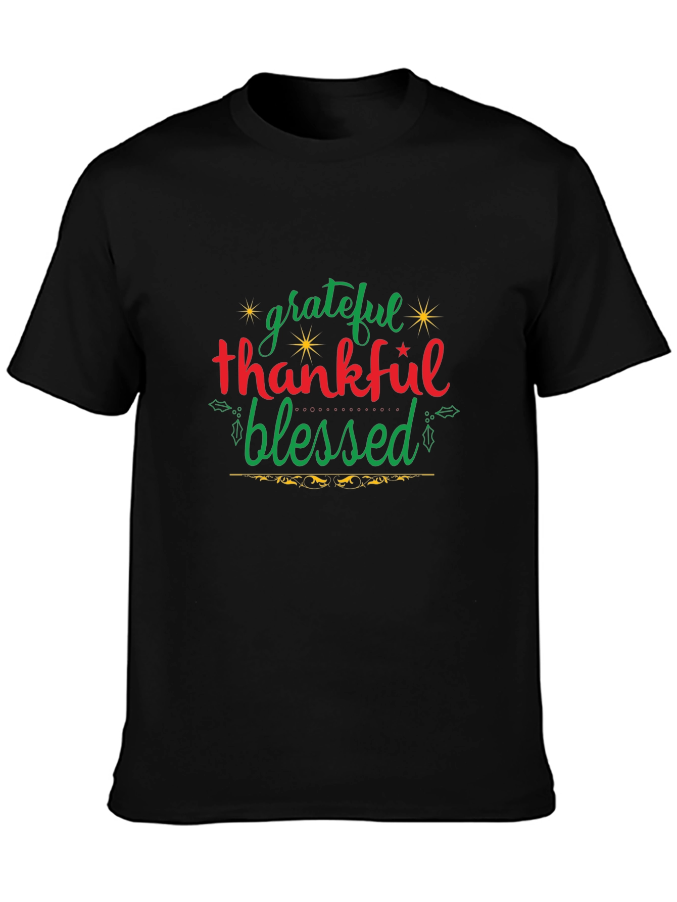Grateful Thankful Blessed Graphic Tee - Black