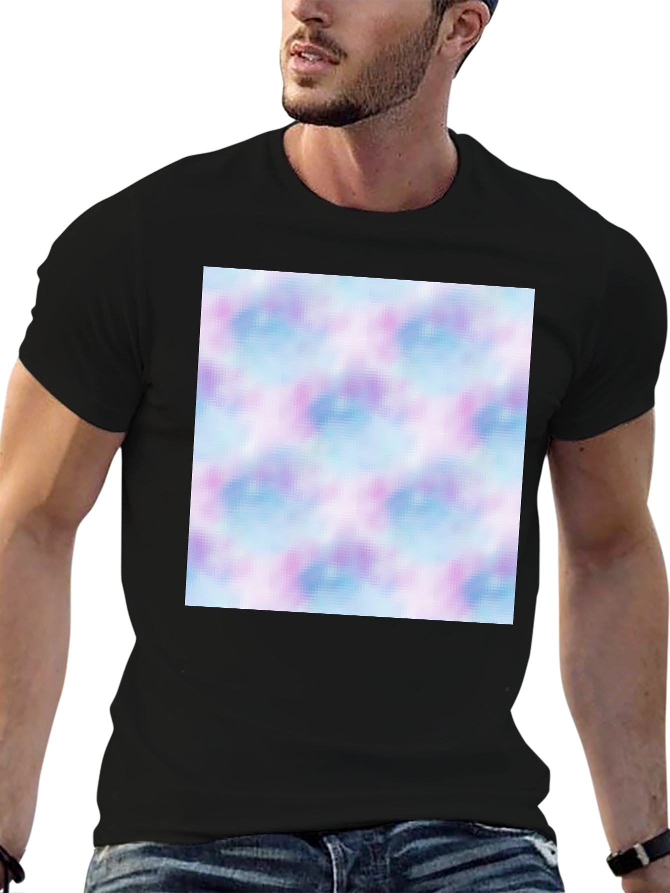 Mens Black T-Shirt with Abstract Pattern