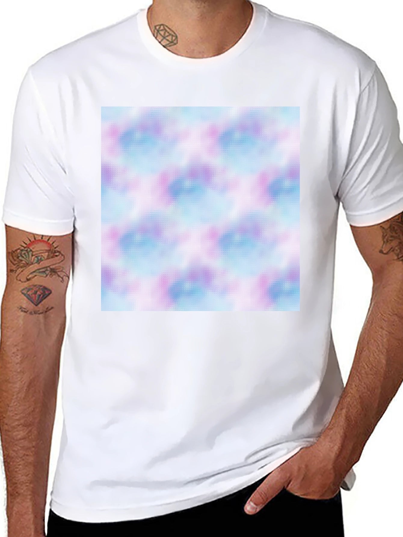 Mens Black T-Shirt with Abstract Pattern