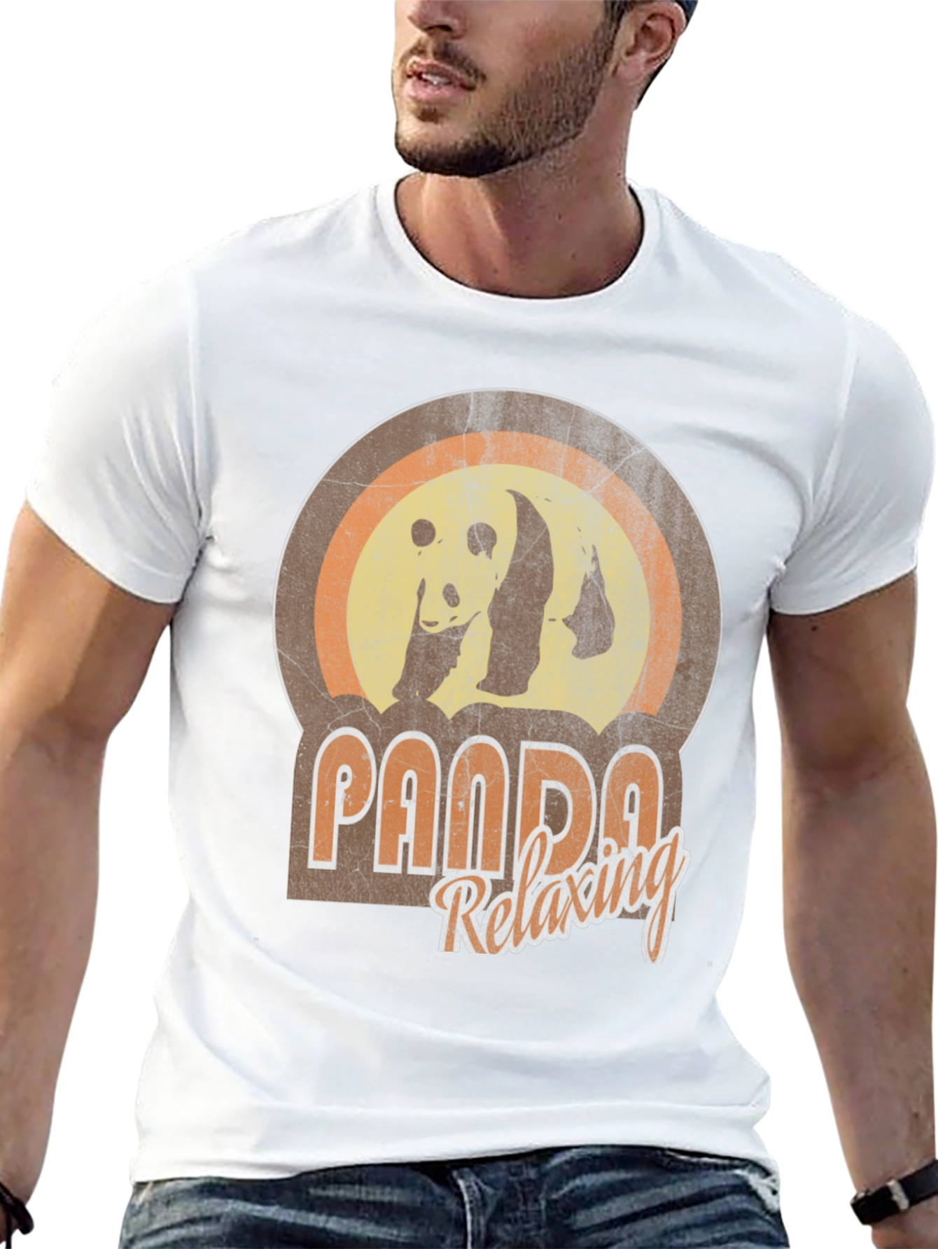 Retro Panda Relaxing Graphic T-Shirt