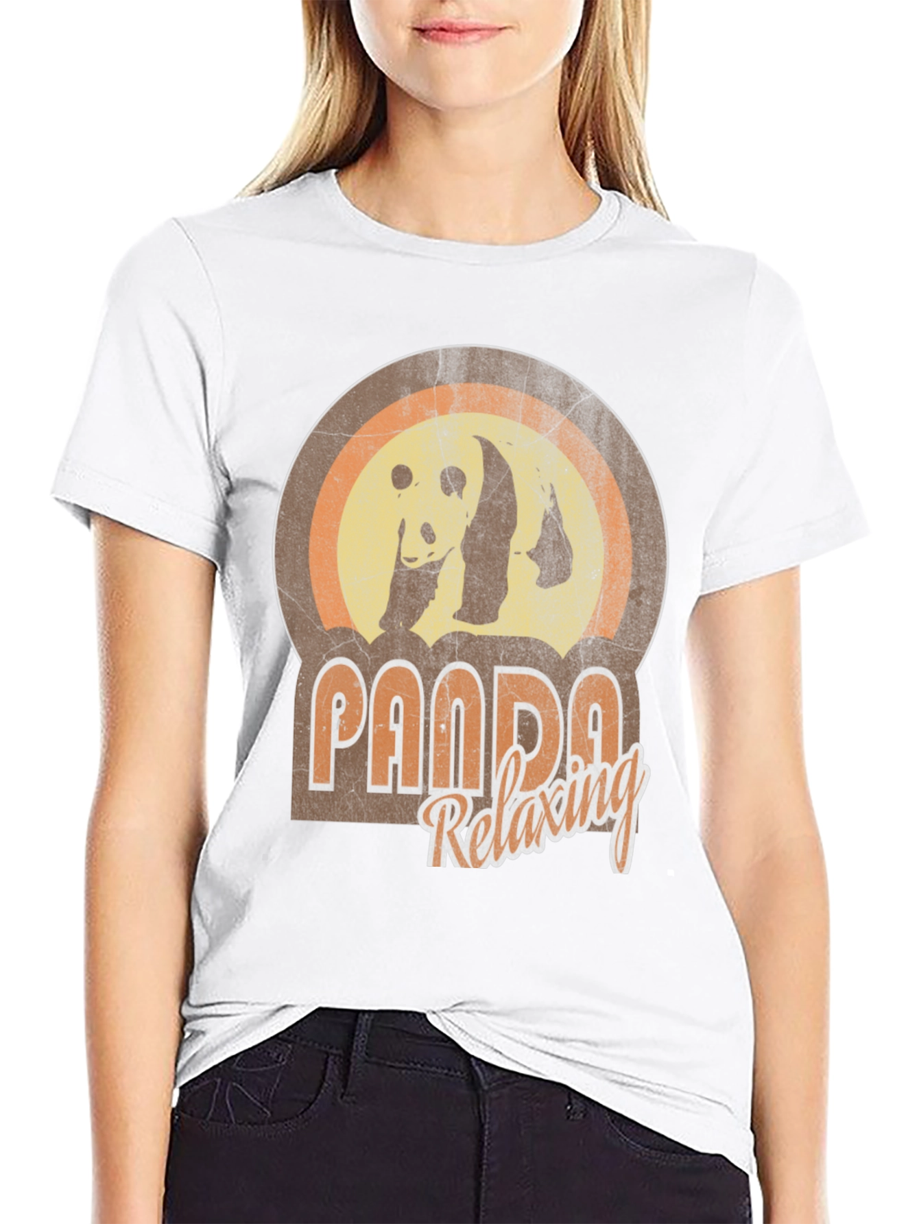 Retro Panda Relaxing Graphic T-Shirt