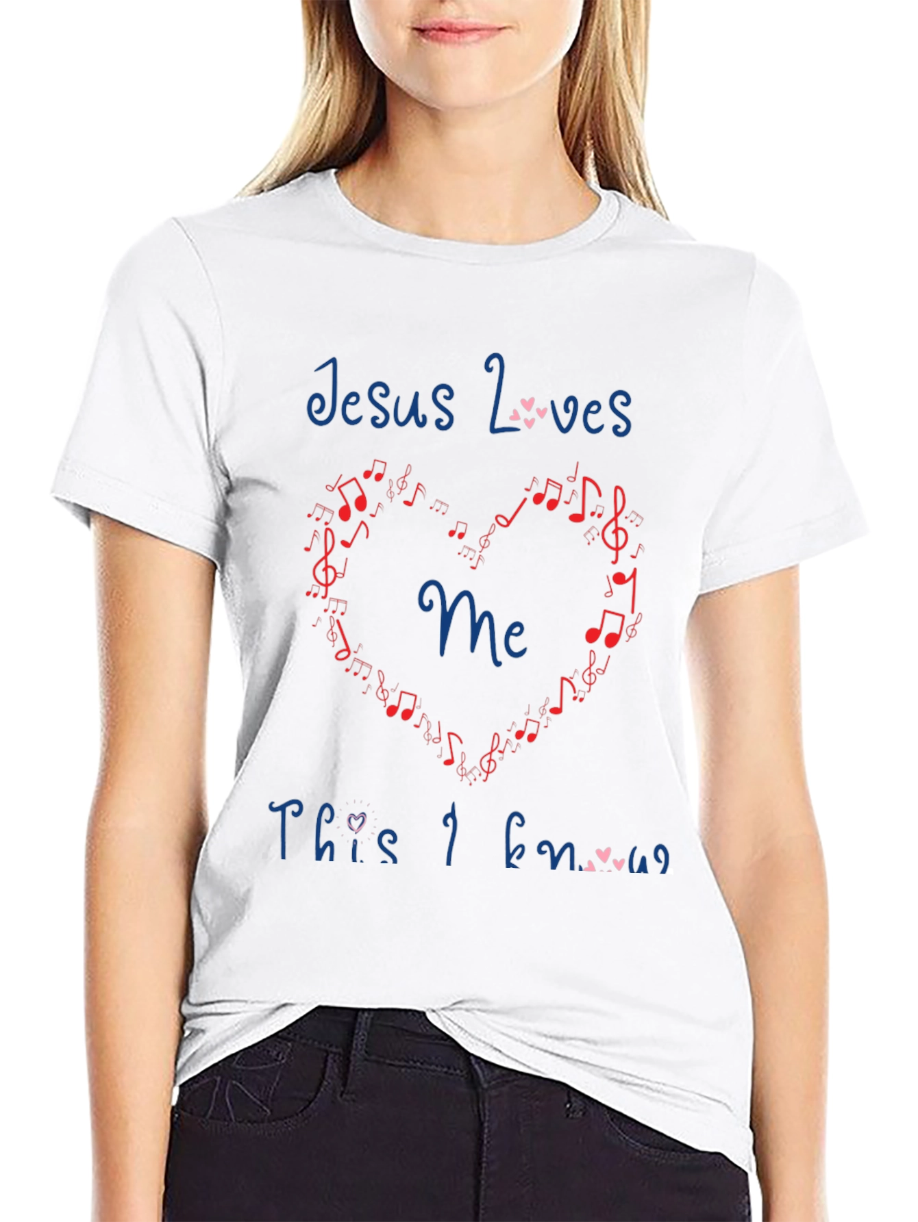 Jesus Loves Me T-Shirt - Music Heart Design