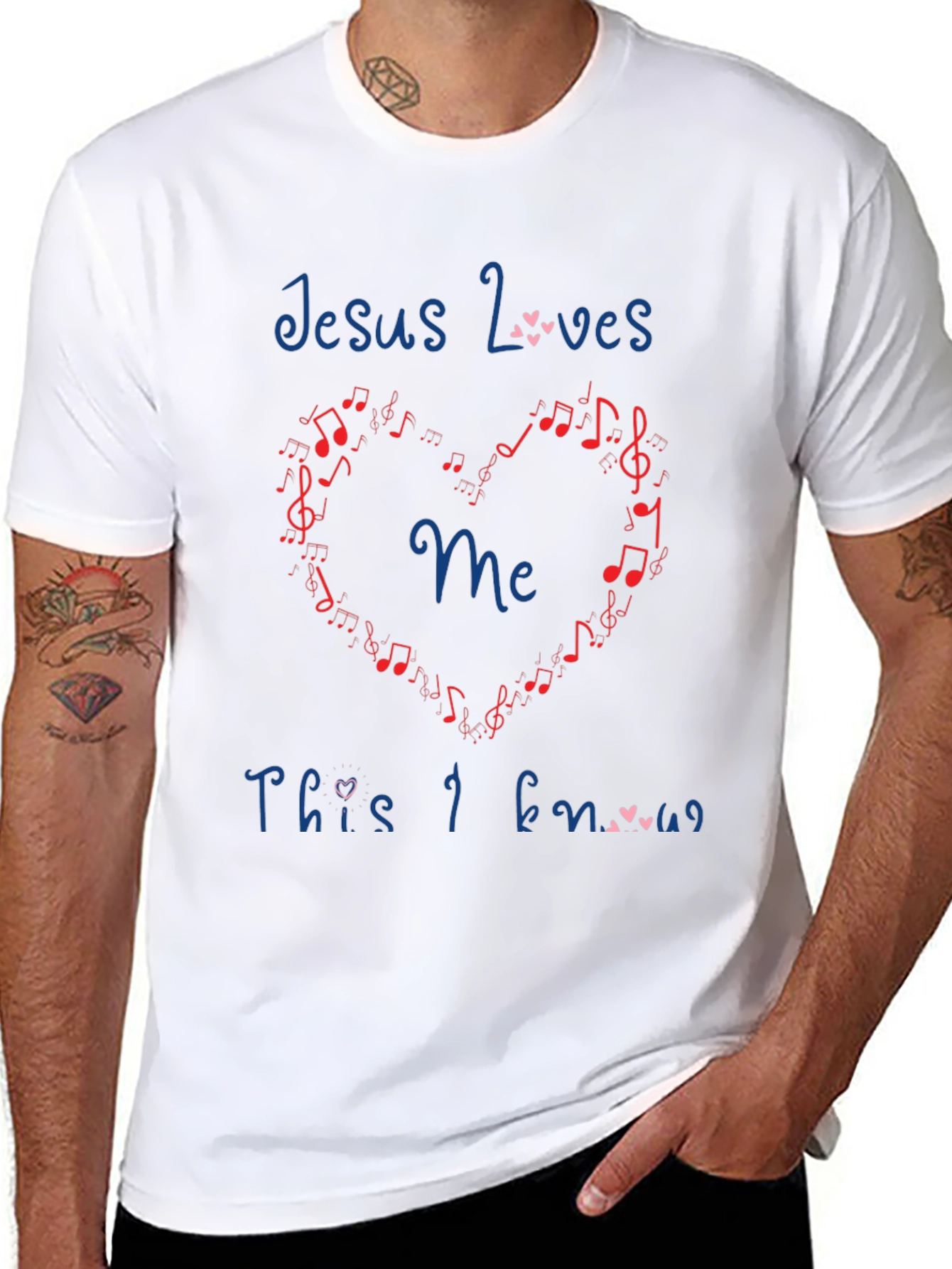 Jesus Loves Me T-Shirt - Music Heart Design