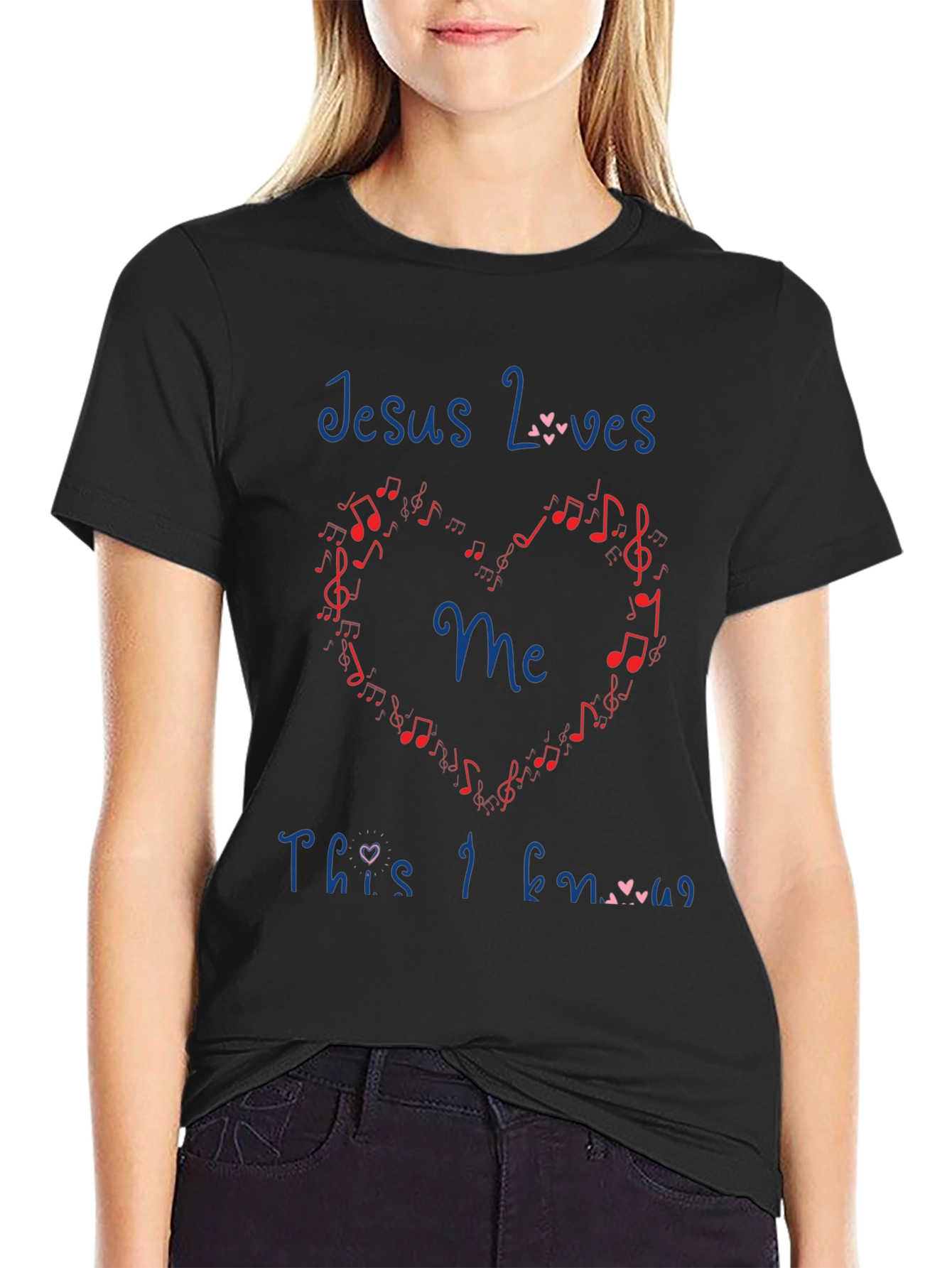 Jesus Loves Me T-Shirt - Music Heart Design