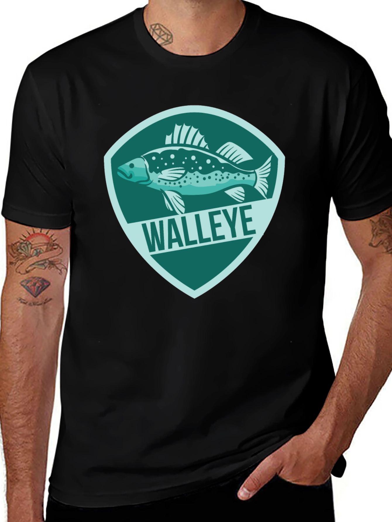 Walleye Fish Graphic Tee - Mens Black T-Shirt