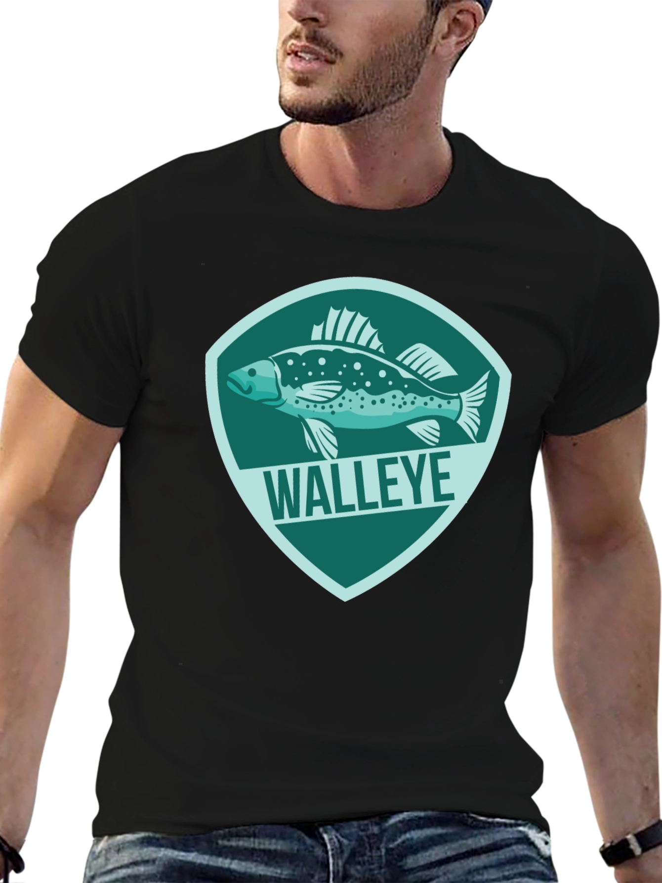 Walleye Fish Graphic Tee - Mens Black T-Shirt
