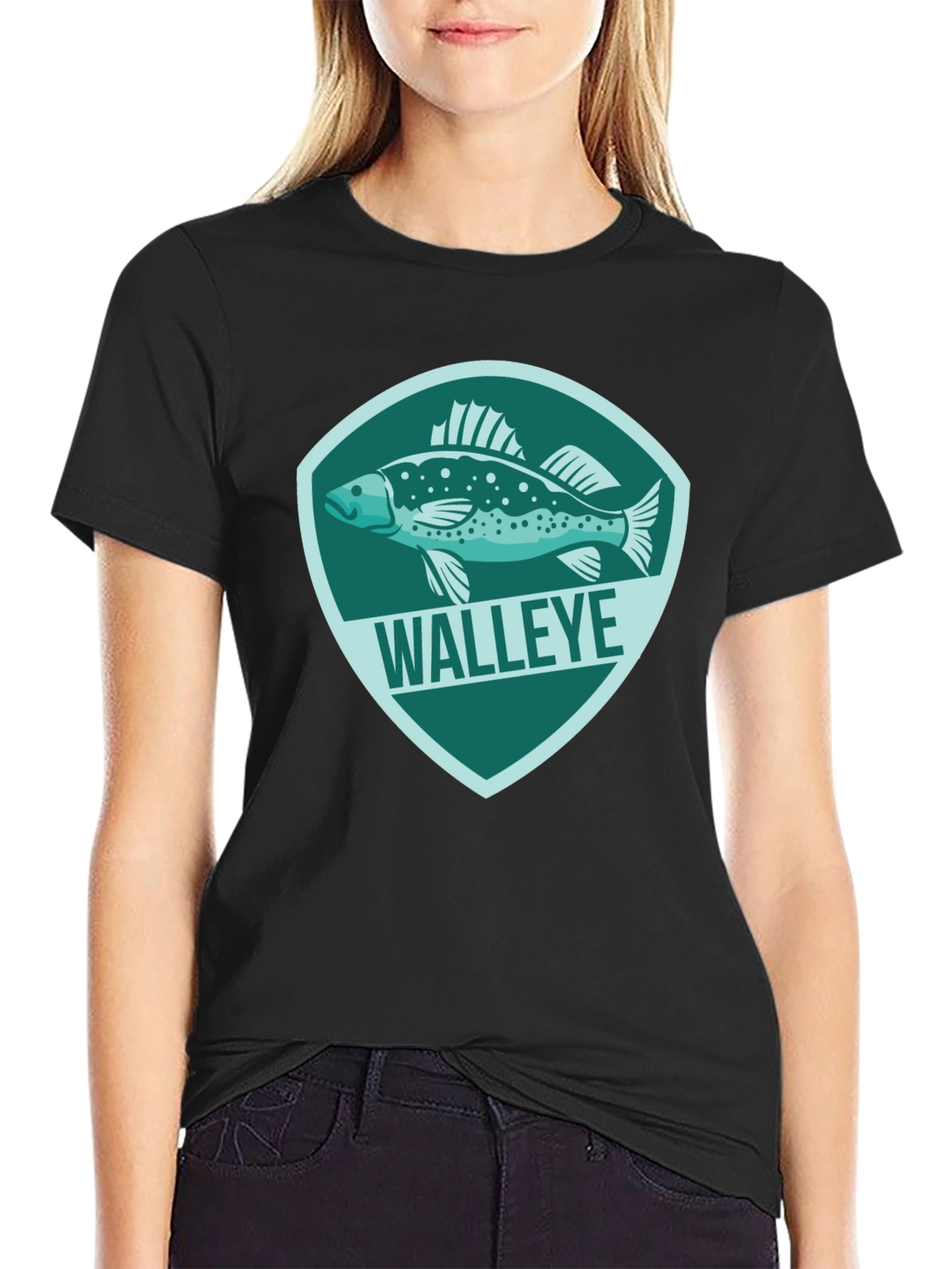 Walleye Fish Graphic Tee - Mens Black T-Shirt