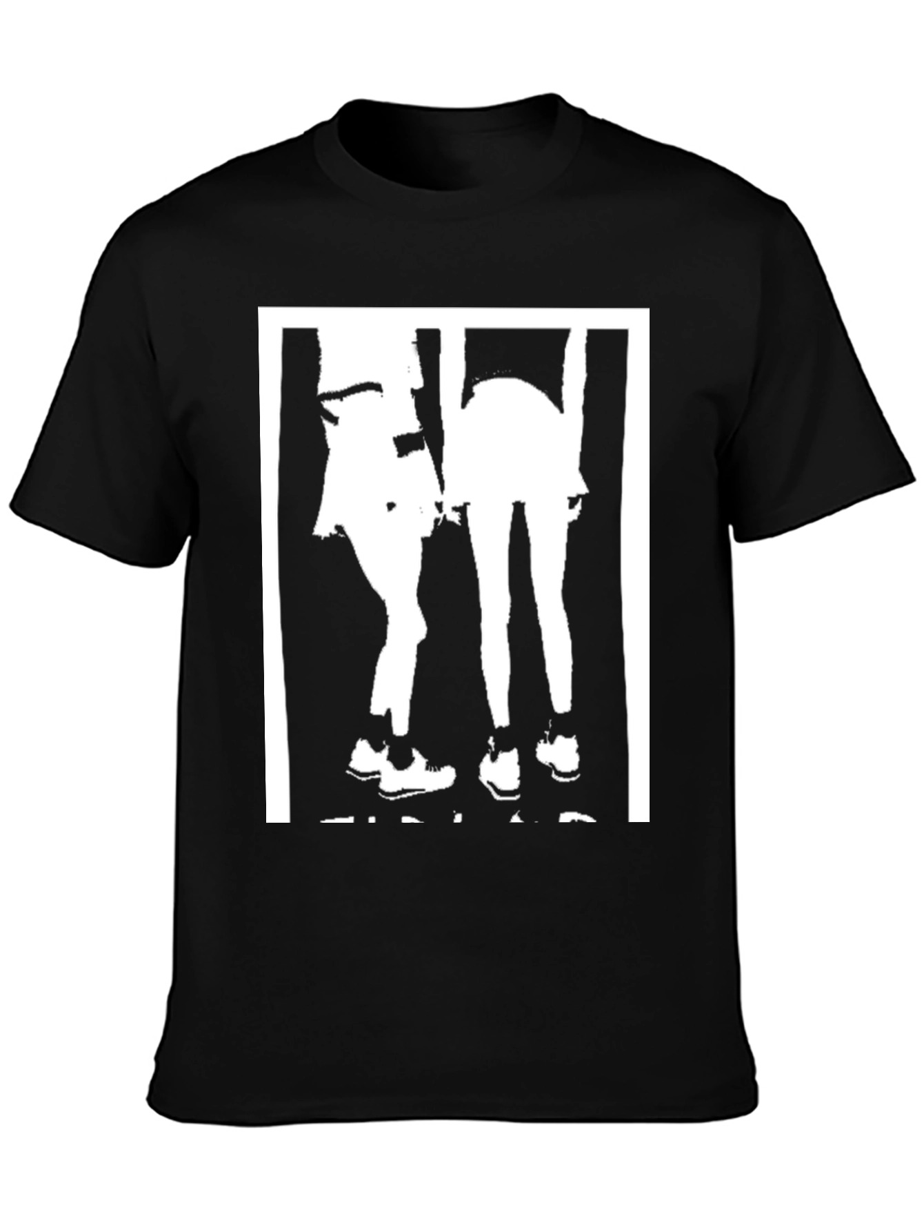 Black Graphic Tee: Two Women Silhouette