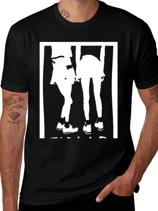 Black Graphic Tee: Two Women Silhouette