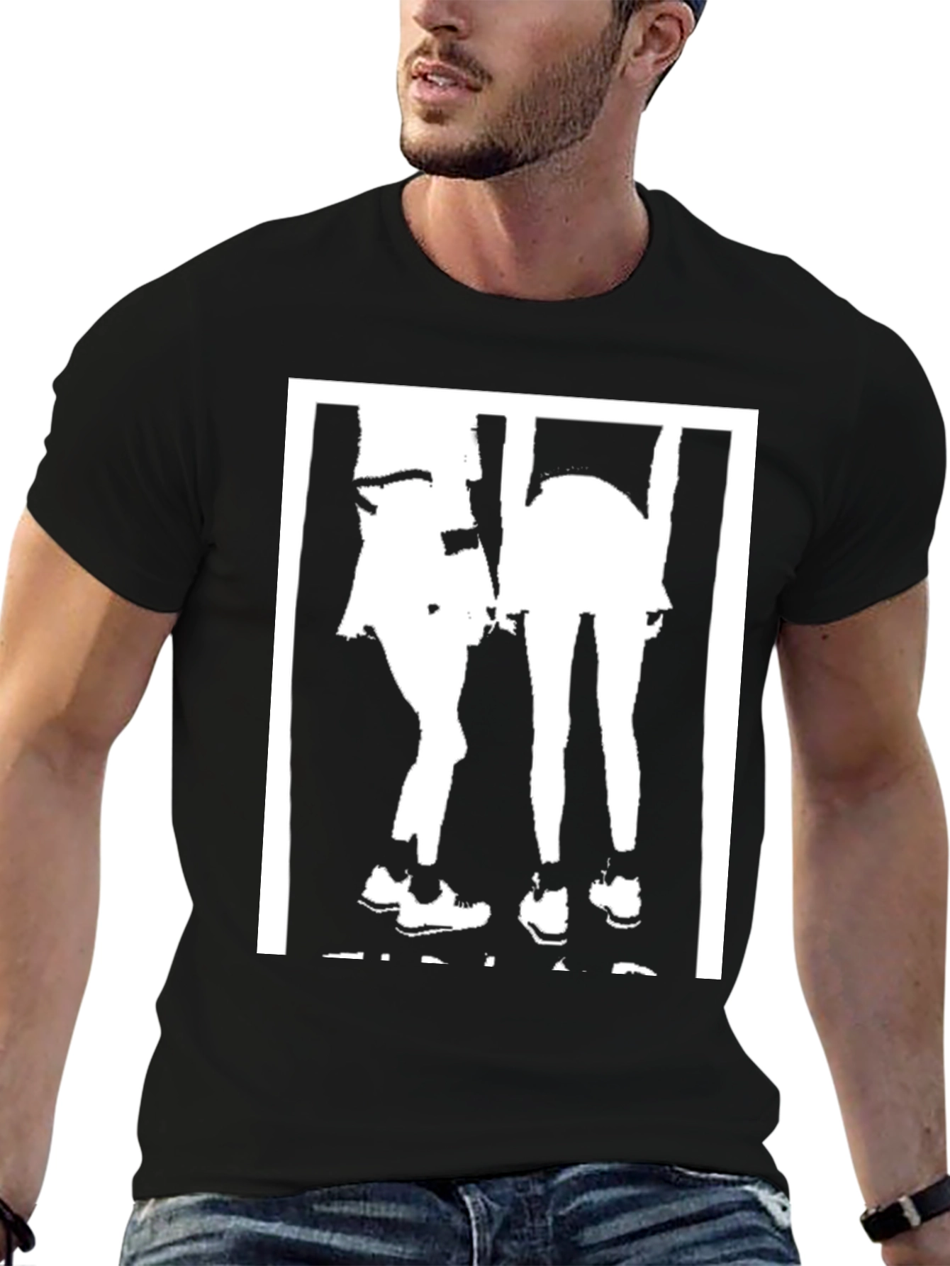 Black Graphic Tee: Two Women Silhouette