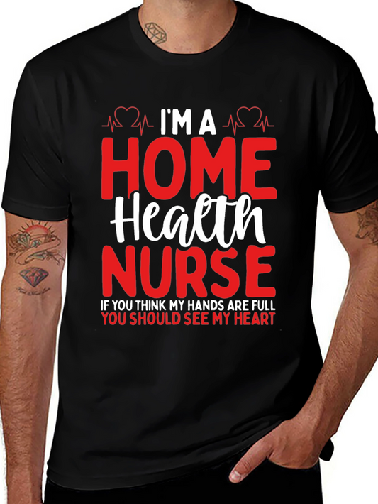 Home Health Nurse Heartbeat Graphic T-Shirt