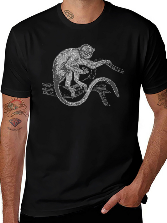 Monkey Graphic Print Black T-Shirt