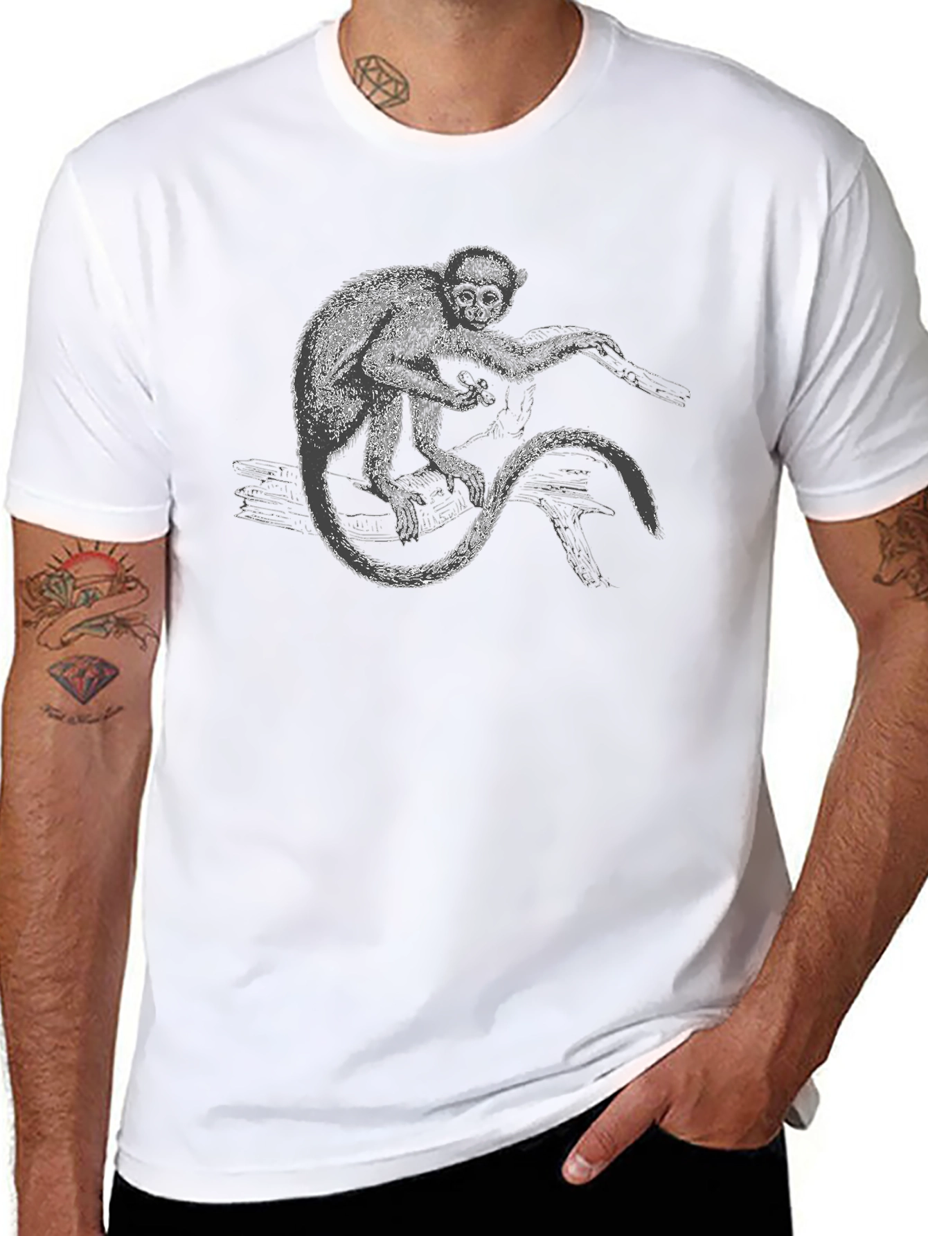 Monkey Graphic Print Black T-Shirt