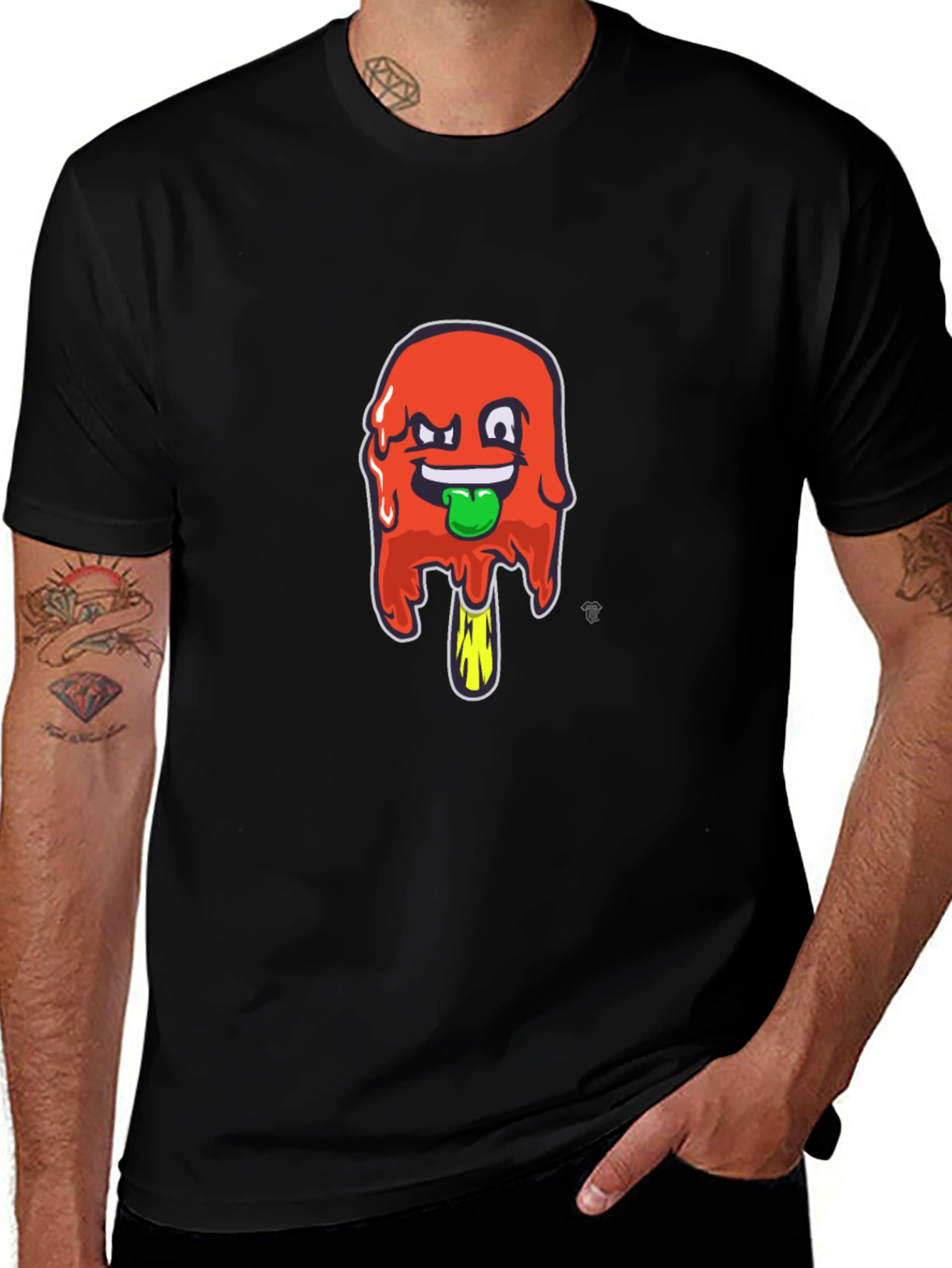 Funky Popsicle Graphic Tee - Black Cotton Blend