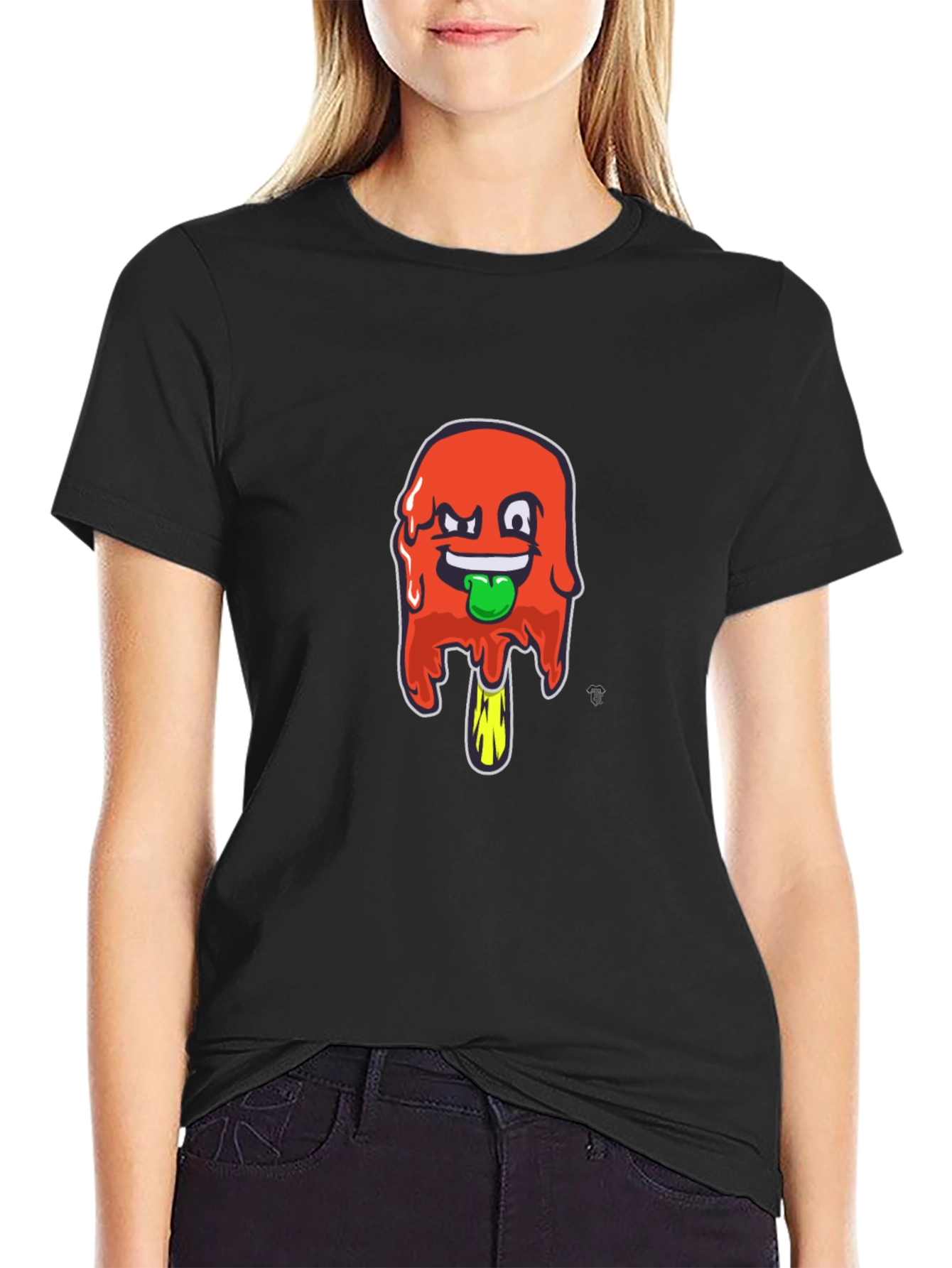 Funky Popsicle Graphic Tee - Black Cotton Blend