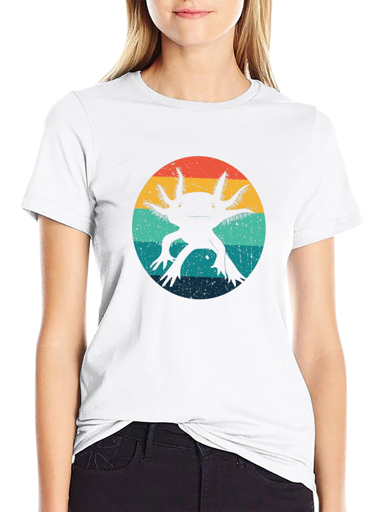 Retro Axolotl Graphic Tee - Black