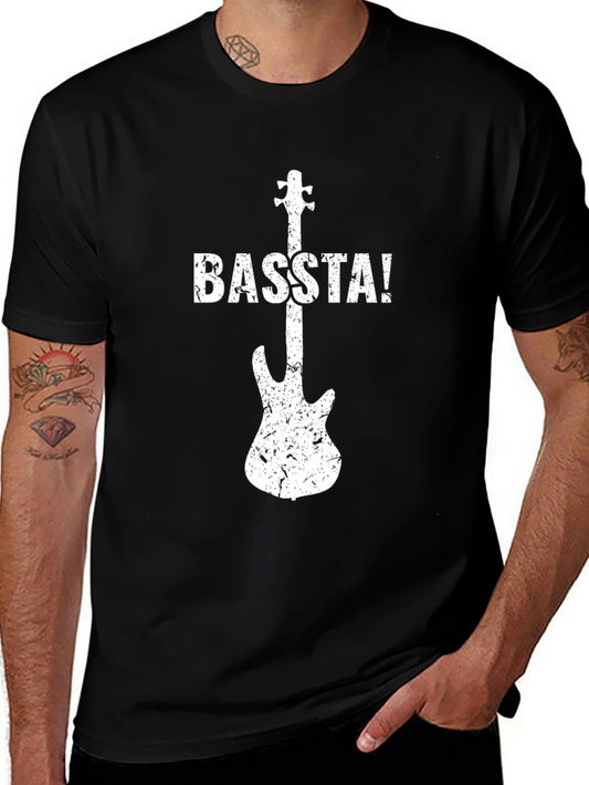 BASSSTA! Guitar Graphic Tee - Black Cotton T-Shirt