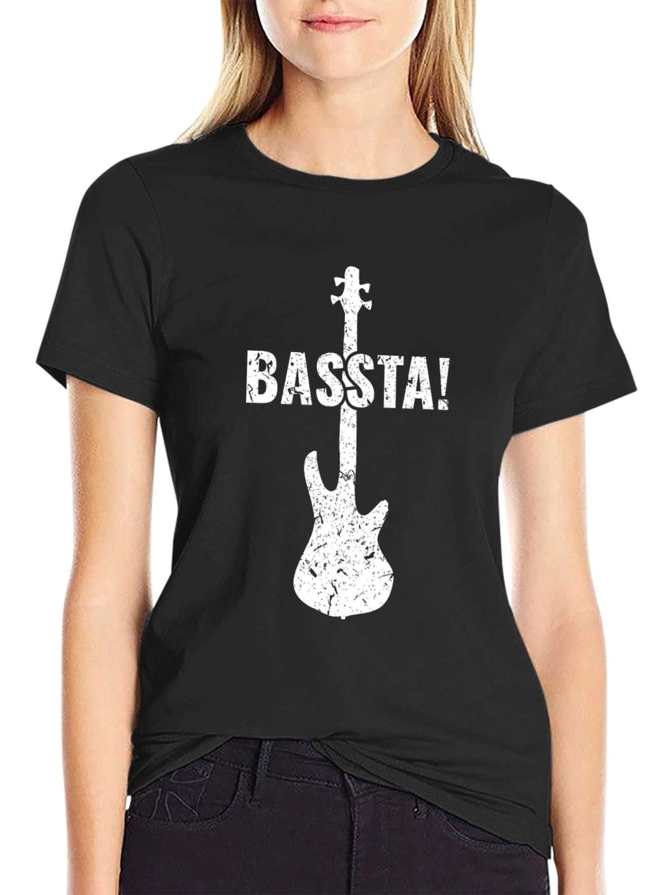 BASSSTA! Guitar Graphic Tee - Black Cotton T-Shirt