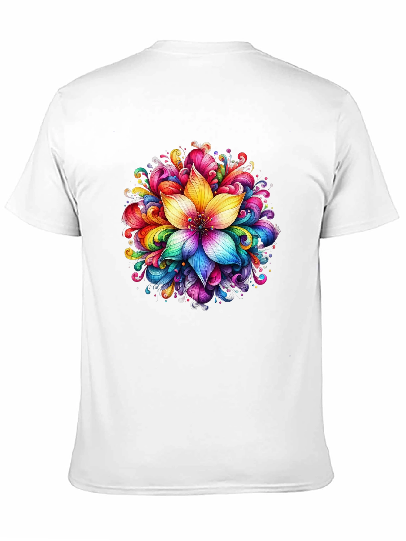 Rainbow Flower Graphic Black T-Shirt