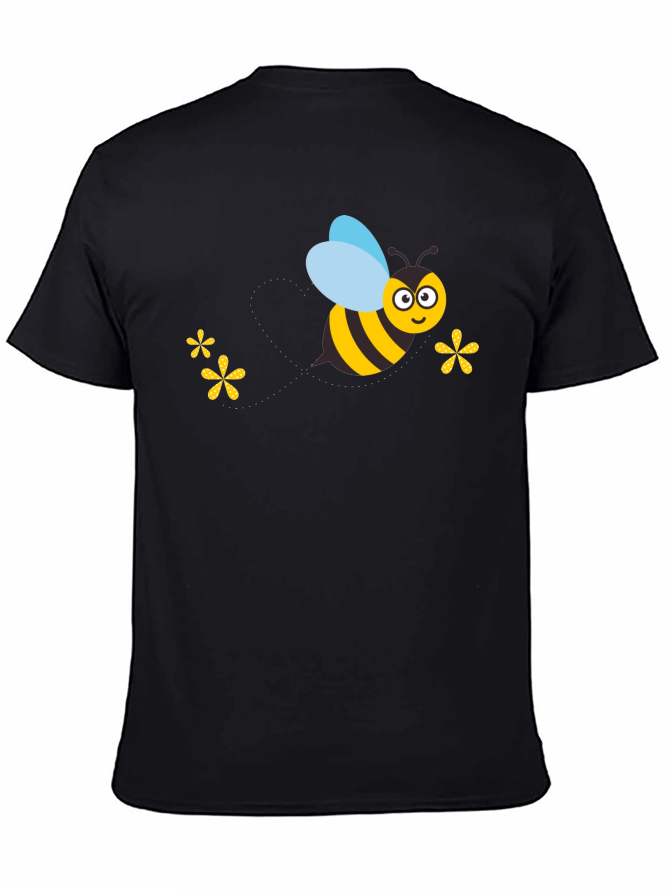 Black T-Shirt with Cartoon Bee Graphic