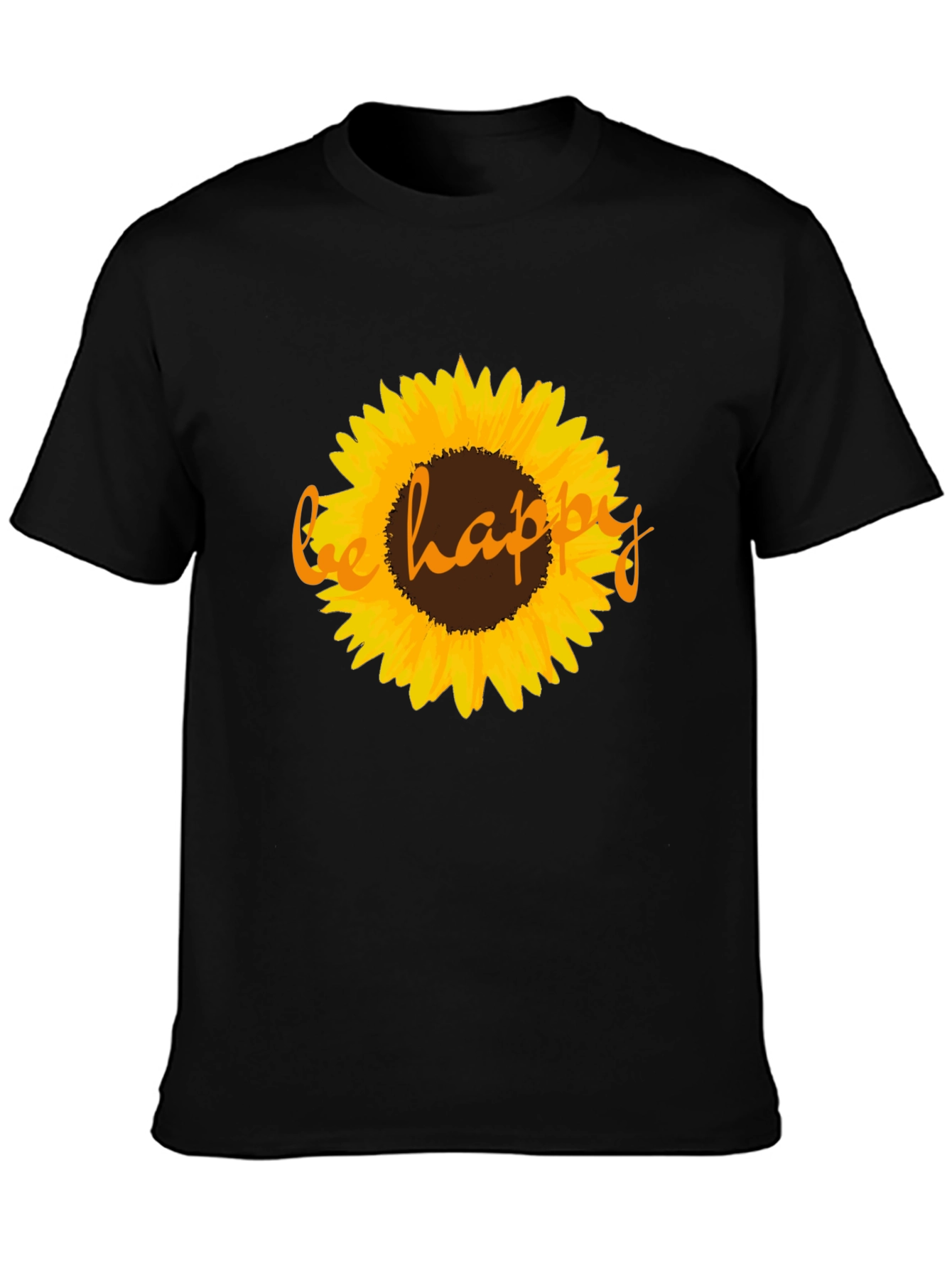 Be Happy Sunflower Graphic Tee - Black