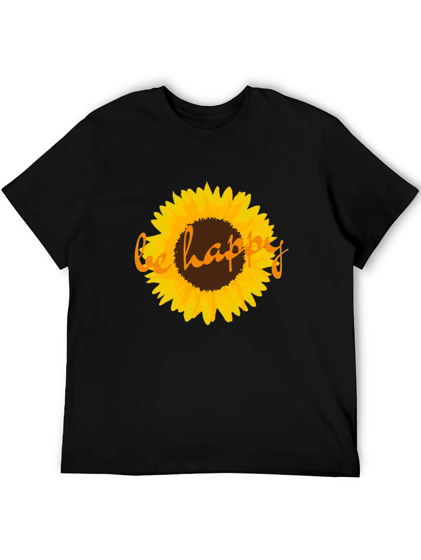 Be Happy Sunflower Graphic Tee - Black