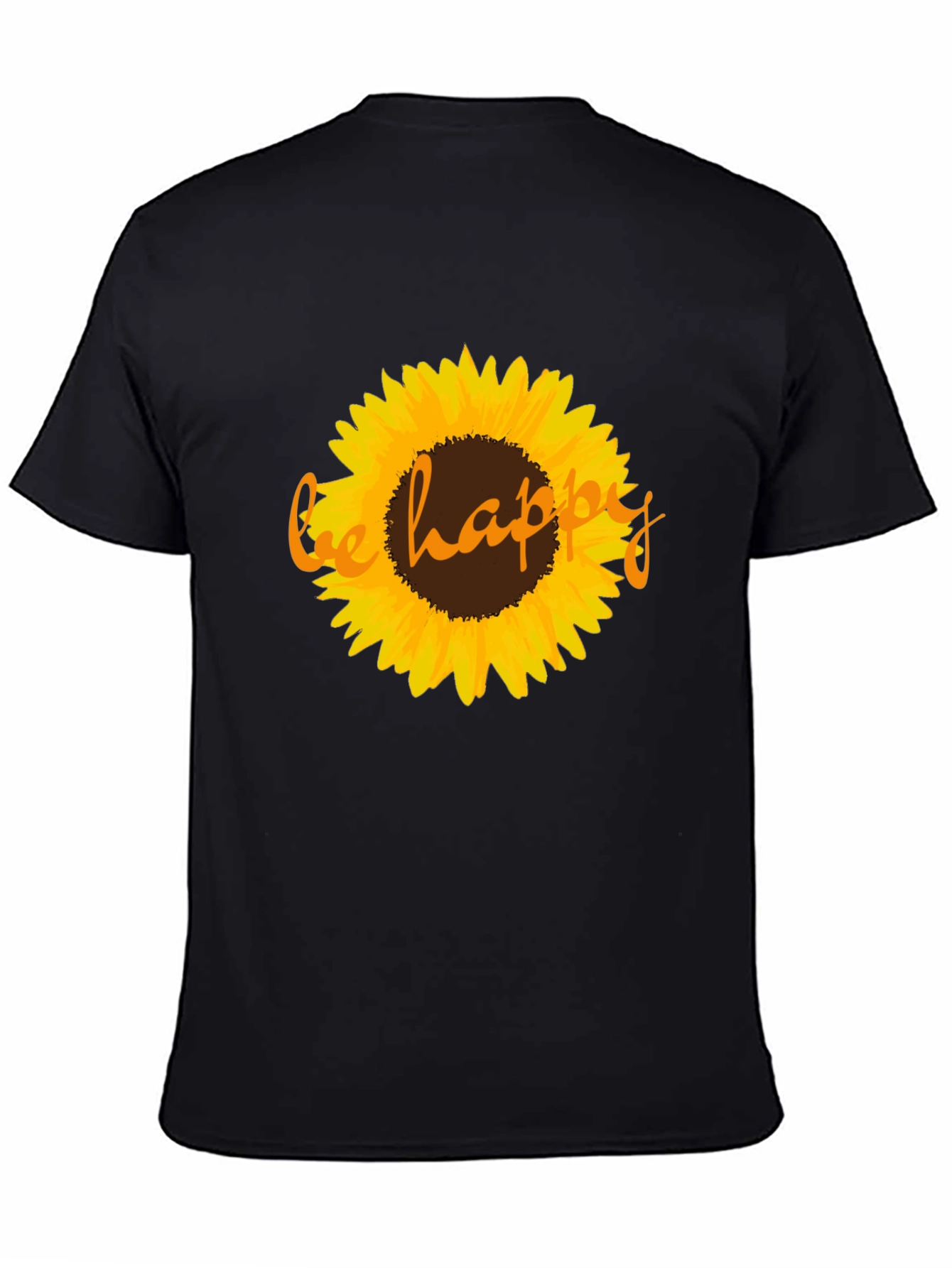 Be Happy Sunflower Graphic Tee - Black