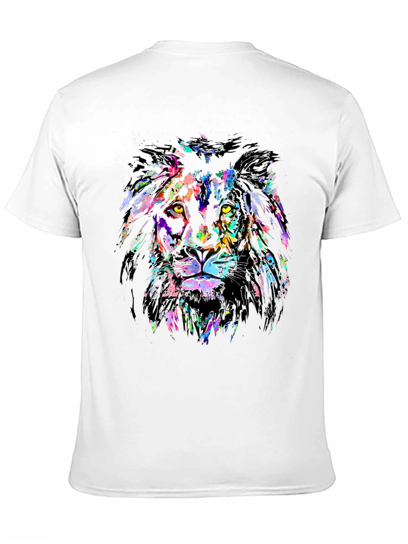 Vibrant Lion Graphic Print Black T-Shirt