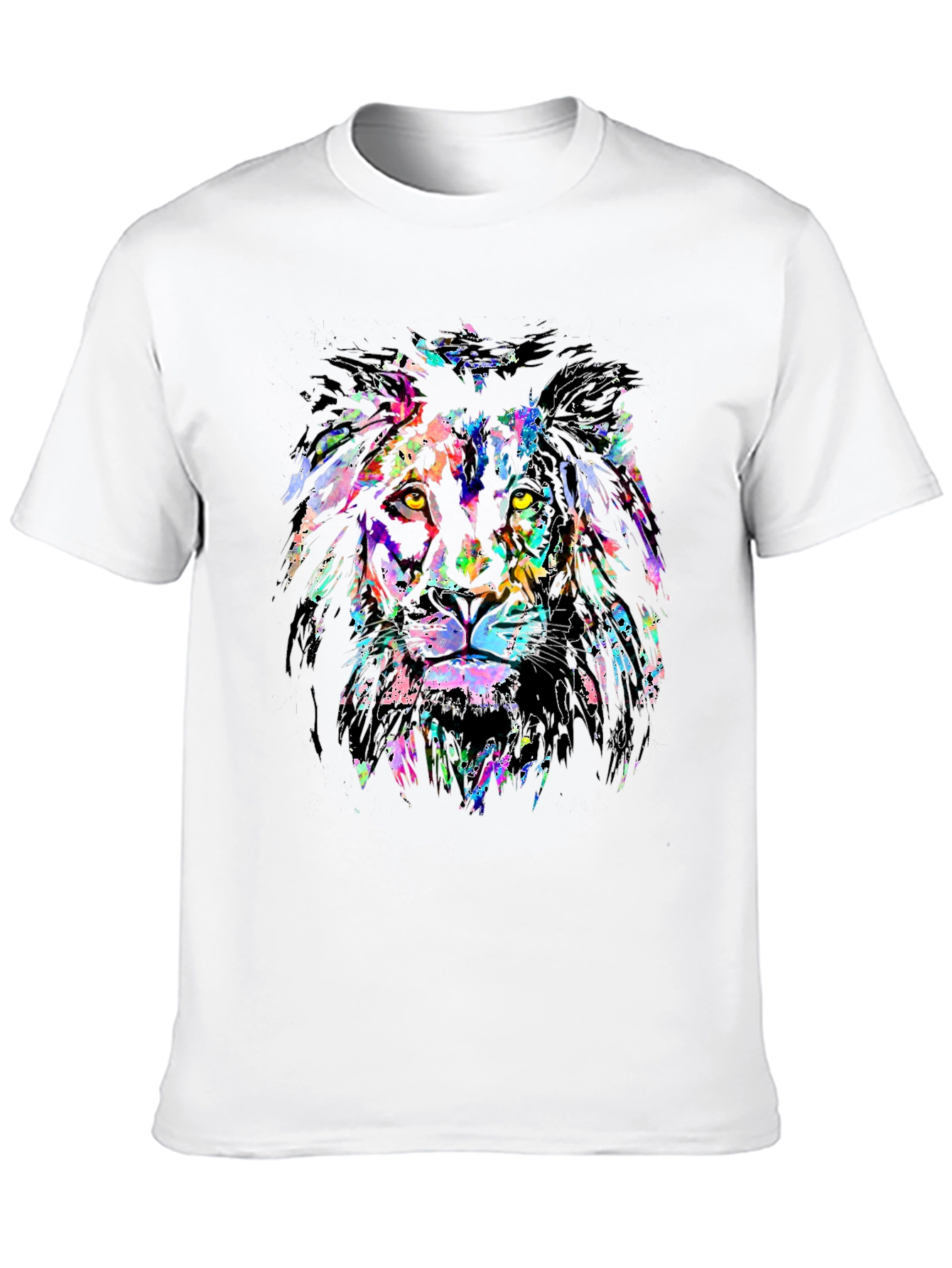 Vibrant Lion Graphic Print Black T-Shirt