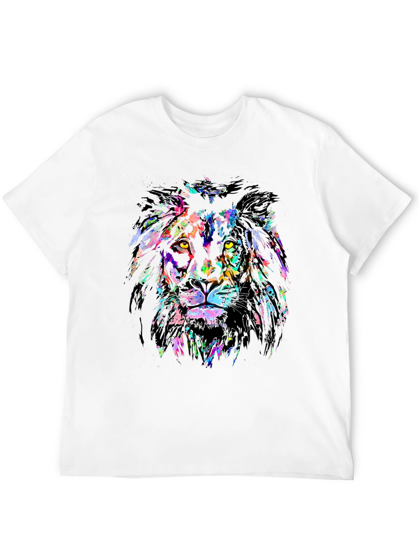 Vibrant Lion Graphic Print Black T-Shirt